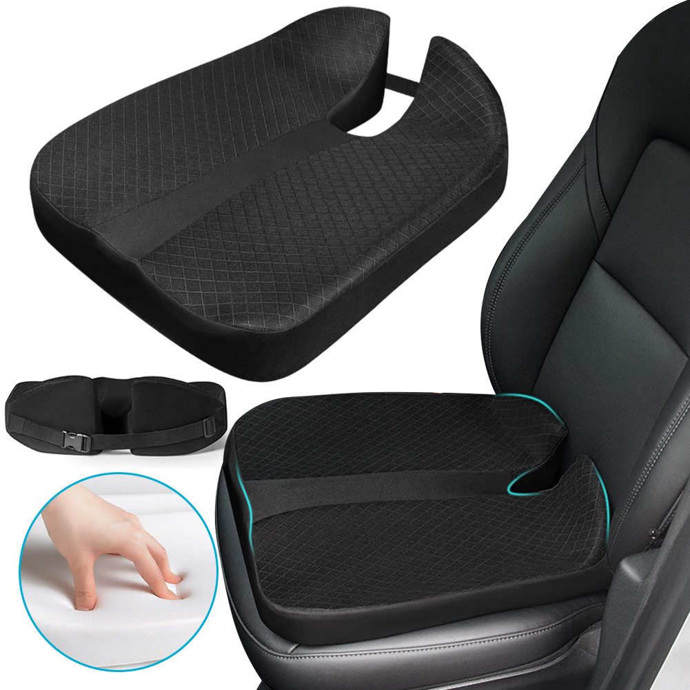 OSTWOLKE Sitzkissen für Autositz Fahrer - Ergonomische Sitzerhöhung aus Memory-Schaum, Anti-Rutsch-Sitzkissen mit U-Form Design