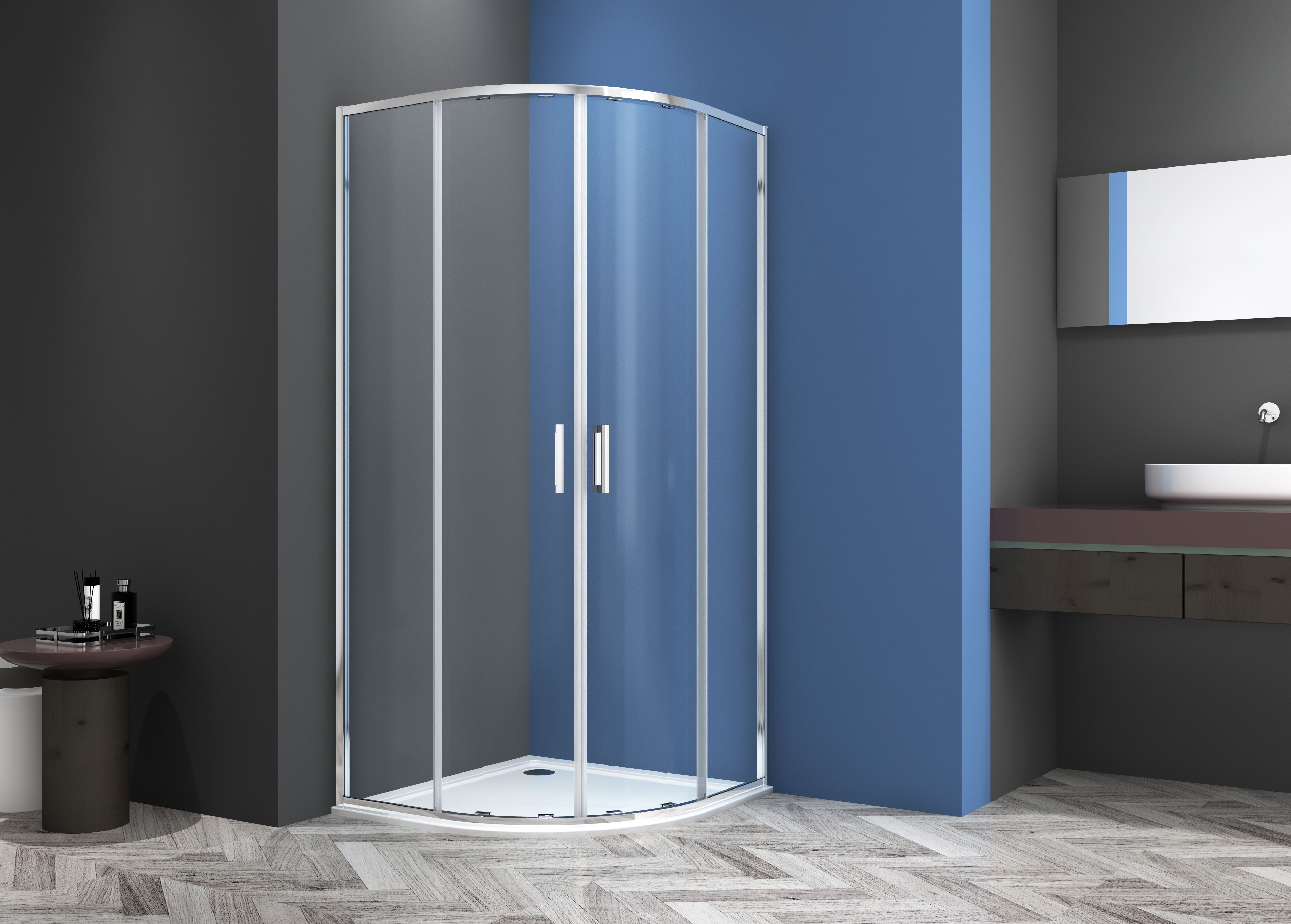 Sanotechnik Runddusche Sanotechnik SlimLIne Rundduschkabine chrom, Einscheibensicherheitsglas