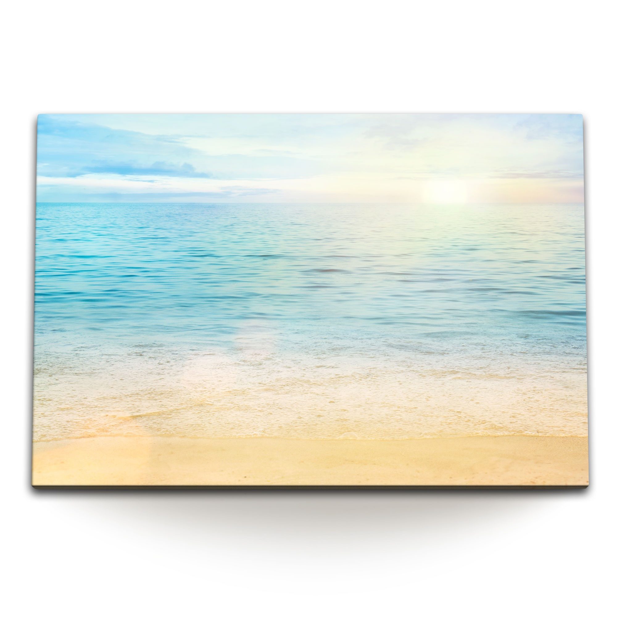 Leinwandbild 120x80cm Wandbild auf Leinwand Strand Sonne Meer Horizont Sommer Sonne