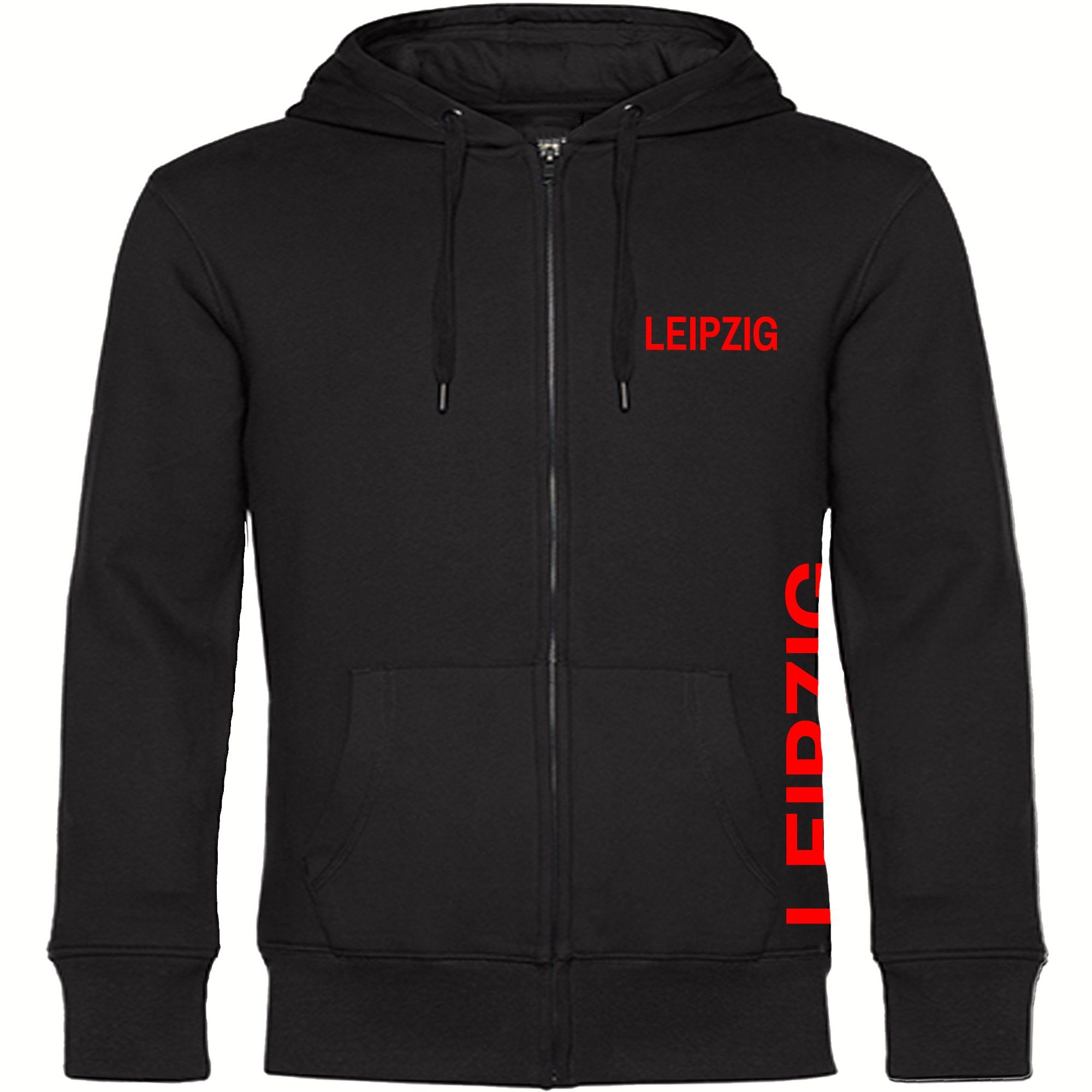 multifanshop Kapuzensweatjacke Leipzig - Brust & Seite - Pullover