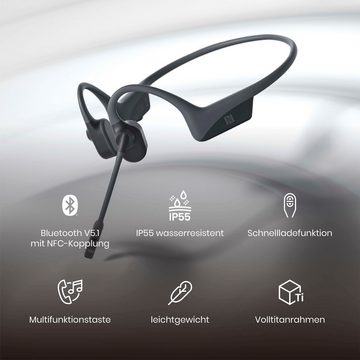Shokz OpenComm Bluetooth-Kopfhörer (Freisprechfunktion, Noise-Cancelling, A2DP Bluetooth, AVRCP Bluetooth, Bluetooth, HFP, HSP, NFC, Wireless)