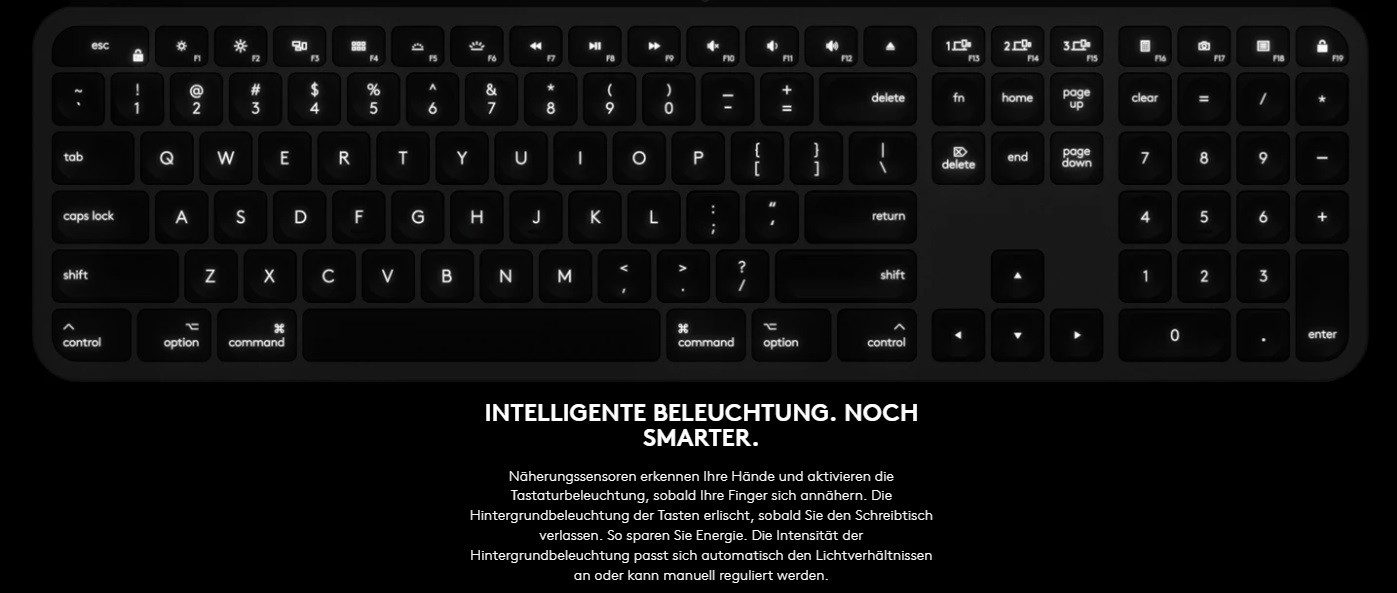 Logitech MX Keys für MAC Wireless Tastatur USB-C/Bluetooth –Schweizer QWERTZ Apple-Tastatur – Bild 4 von 4