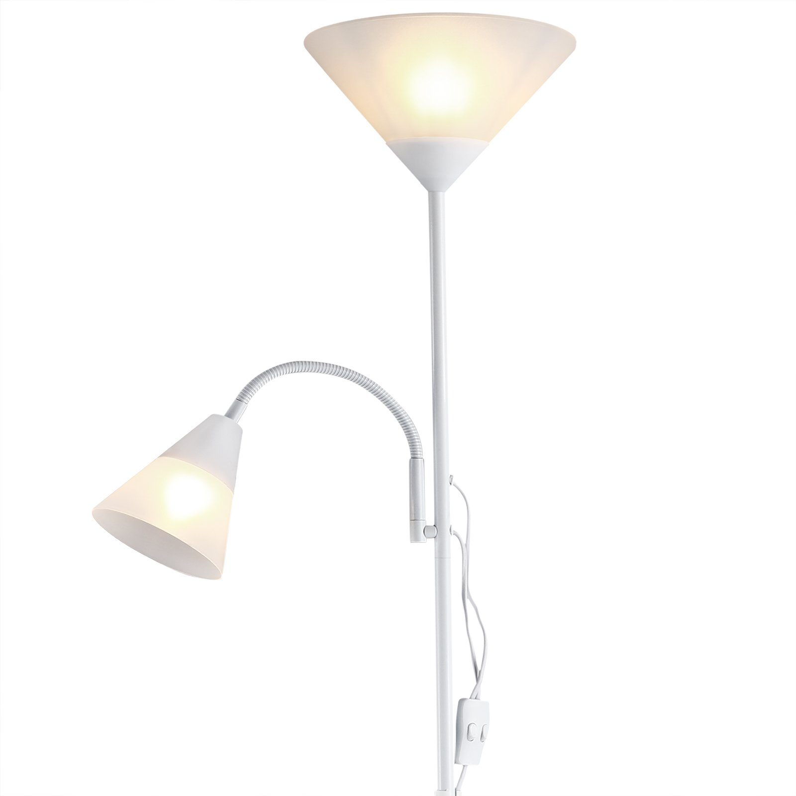 monzana Stehlampe, Stehlampe 175 cm Weiß Verstellbar Stehleuchte Deckenfluter