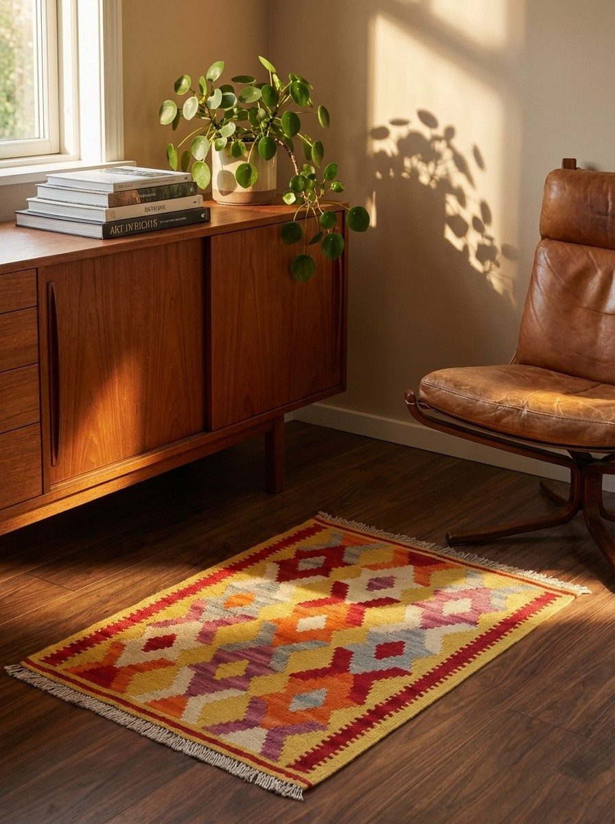 Looma Teppich Kelim Gashgai 88x64cm, rechteckig, Höhe: 5 mm, Gashgai, Schurwolle, Unikat