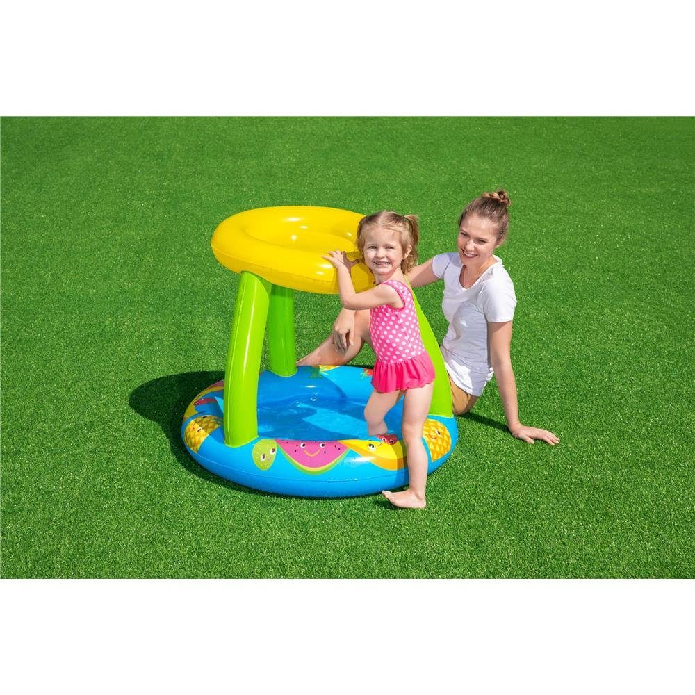 Bestway Planschbecken Planschbecken mit Sonnenschutzdach Süßes Früchtchen, 94 x 89 x 79 cm, Rund