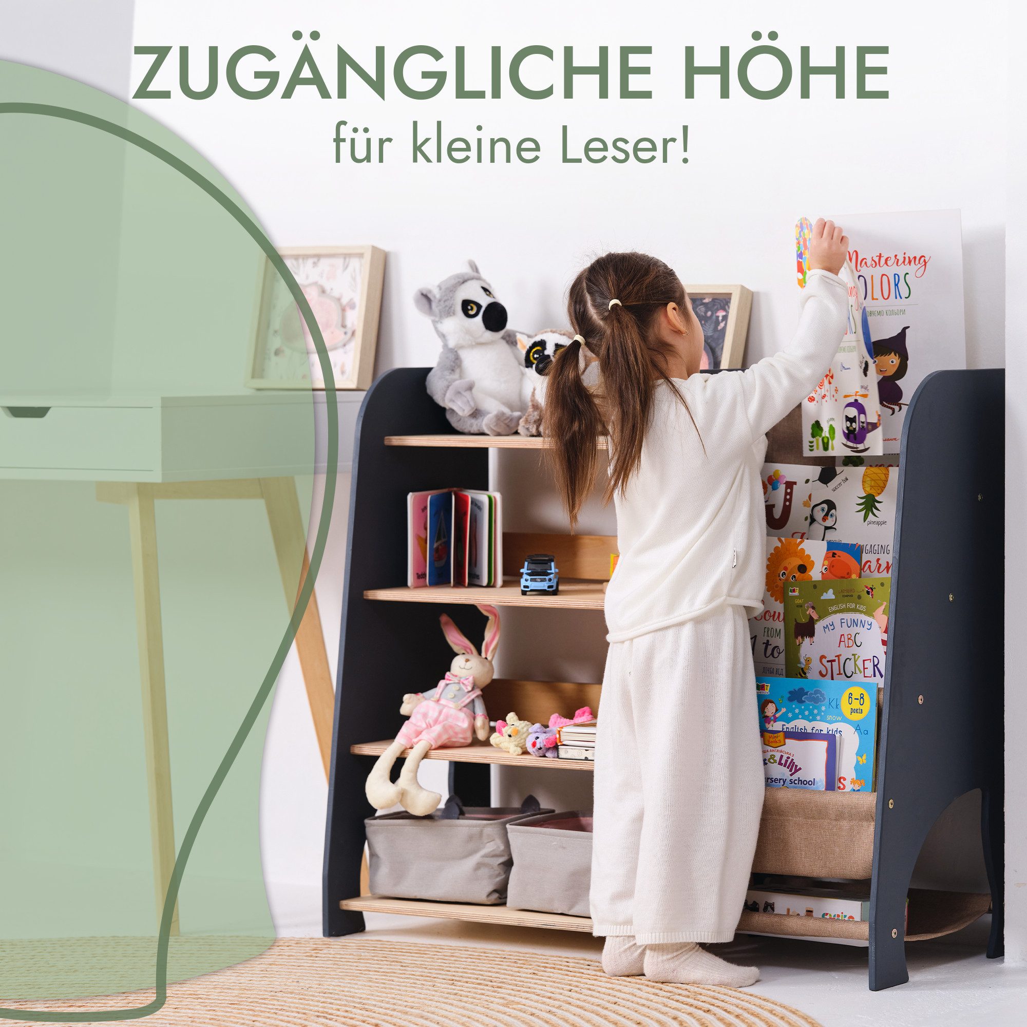 Goodevas Kinderregal Holz-Bücherregale Funktionaler Spielzeugorganisator fü günstig online kaufen