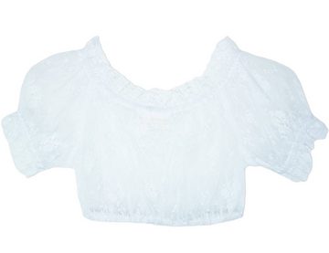 Pierre Marcel Die Bluse Dirndlbluse Transparente Kurzarm Damen Carmenbluse "Mila" aus Spitze 72300 - Weiß