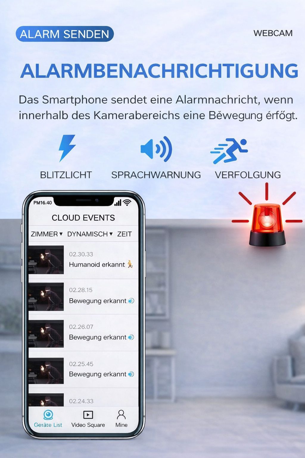 SpionProfi Überwachungskamera 1080p Wifi Mini Kamera Wlan mit Nachtsicht & Bewegungsmelder Haus Cam (Innenbereich, 1-tlg., Mini Live Überwachungskamera Ideal für Haus, Vogelhaus, Nistkasten)