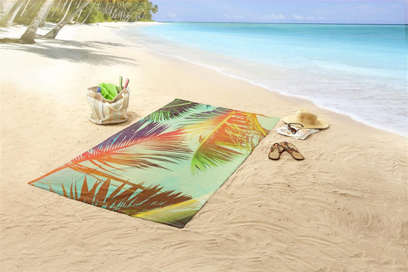 good morning Strandtuch Mikrofaser Strandtuch Liegetuch 100 X 180 cm Palms bunt, (1-St), Sport, Strand & Badehandtuch Liegetuch Saunatuch