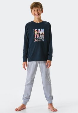 Schiesser Pyjama "Teens Nightwear" (2 tlg) mit Rundhalsausschnitt und Raglanärmeln
