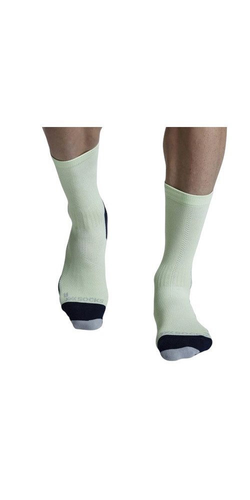 X-Socks Laufsocken Run Discover Crew neo lime/schwarz/grau Herren - 1 Paar