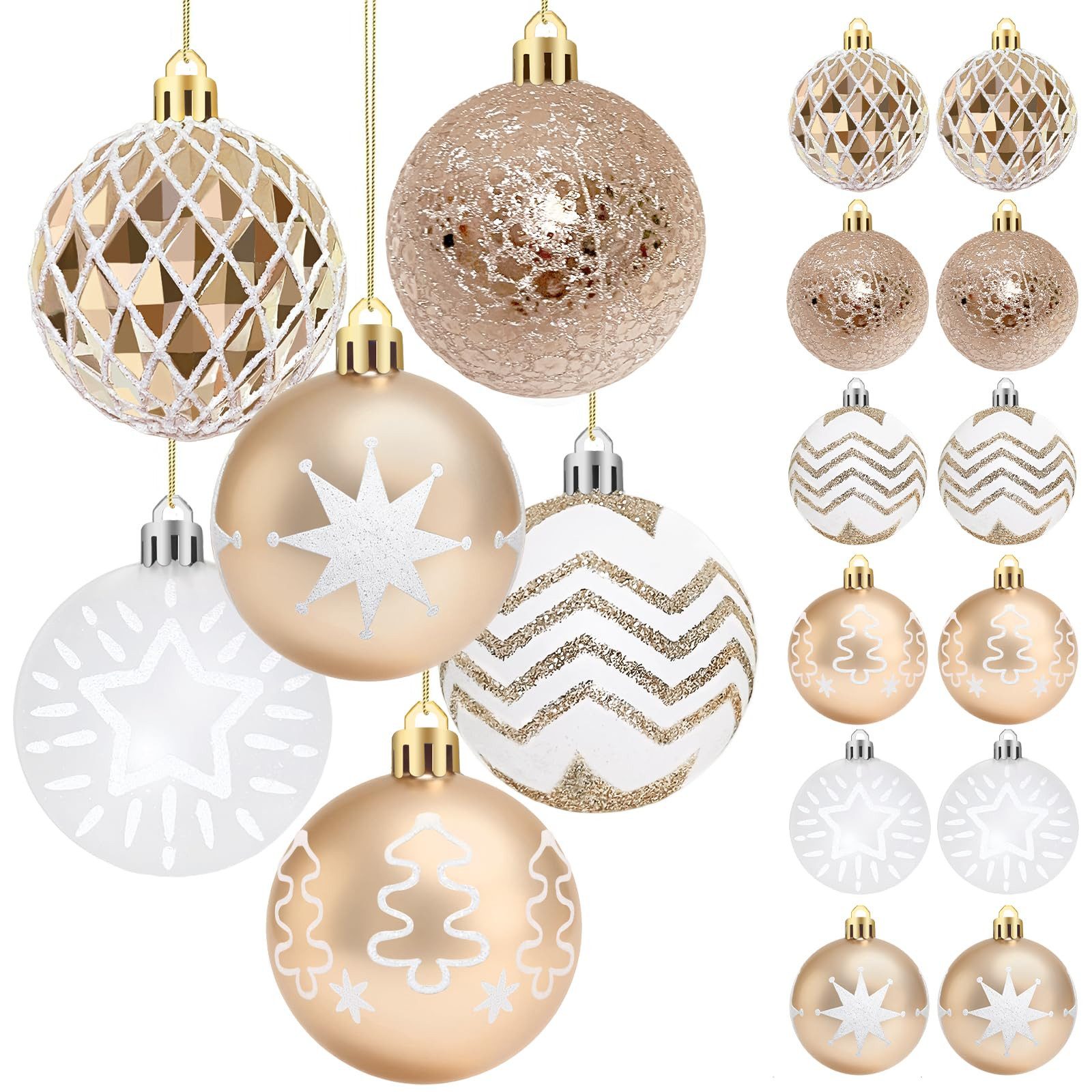 FOUORTUNATE-BEE Weihnachtsbaumkugel 16 Stück Weihnachtskugeln Set – Christb günstig online kaufen