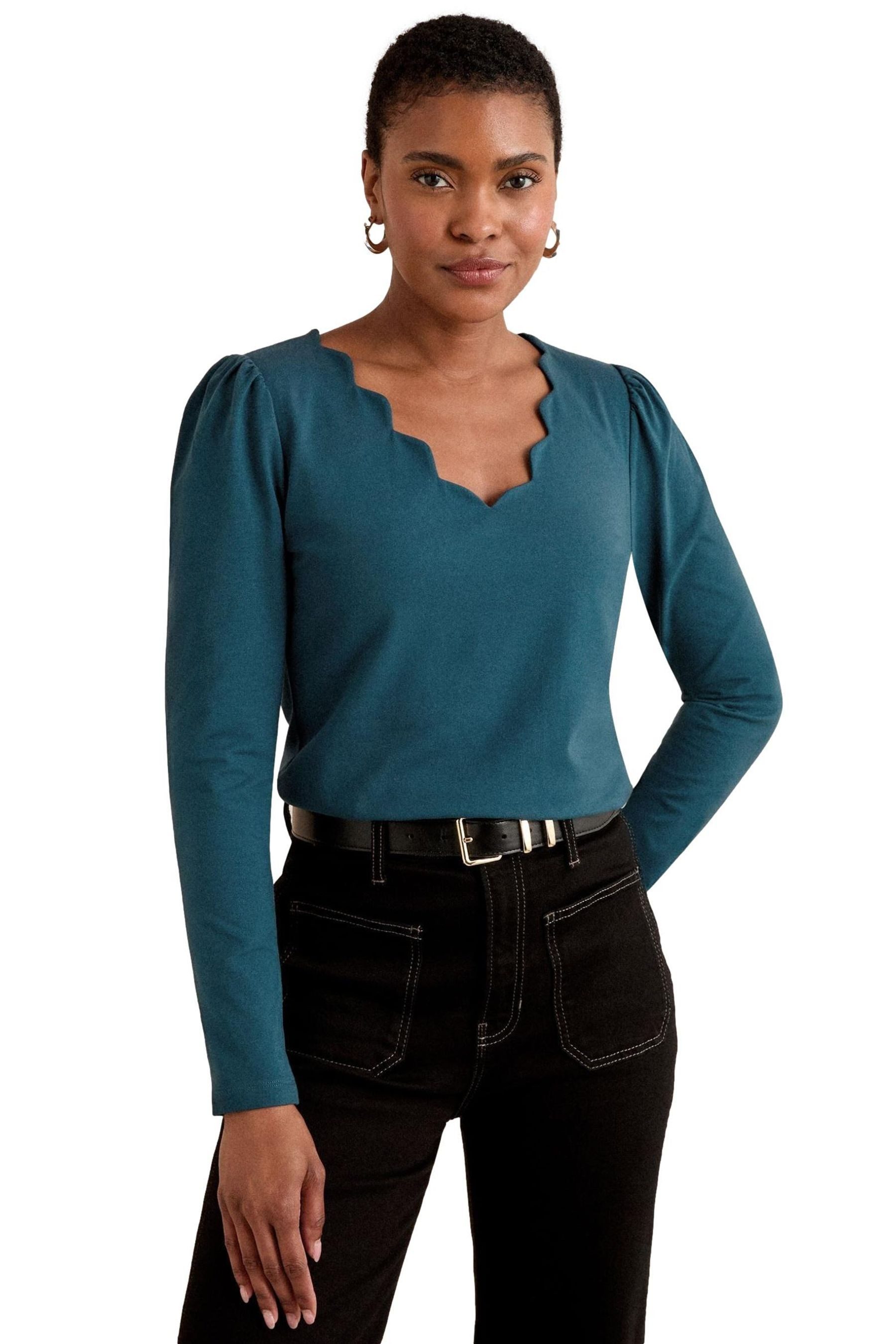 Love & Roses Langarmbluse Love & Roses Jersey-Shirt mit Bogenkanten, Regula günstig online kaufen