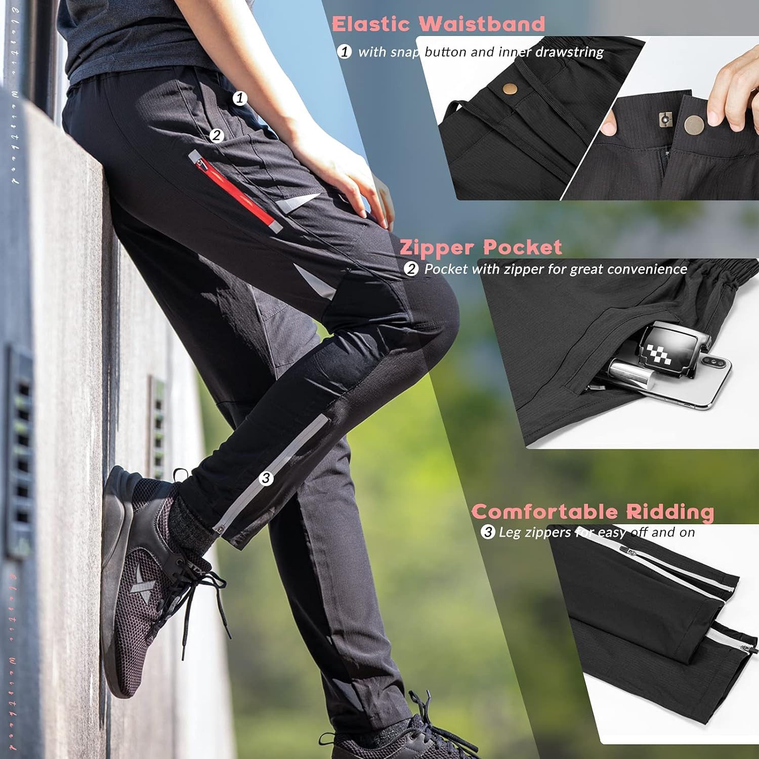 ROCKBROS Fahrradhose Herren, Atmungsaktiv Lang Radlerhose Laufhose für Outdoor-Sports M-4XL Aktualisiert