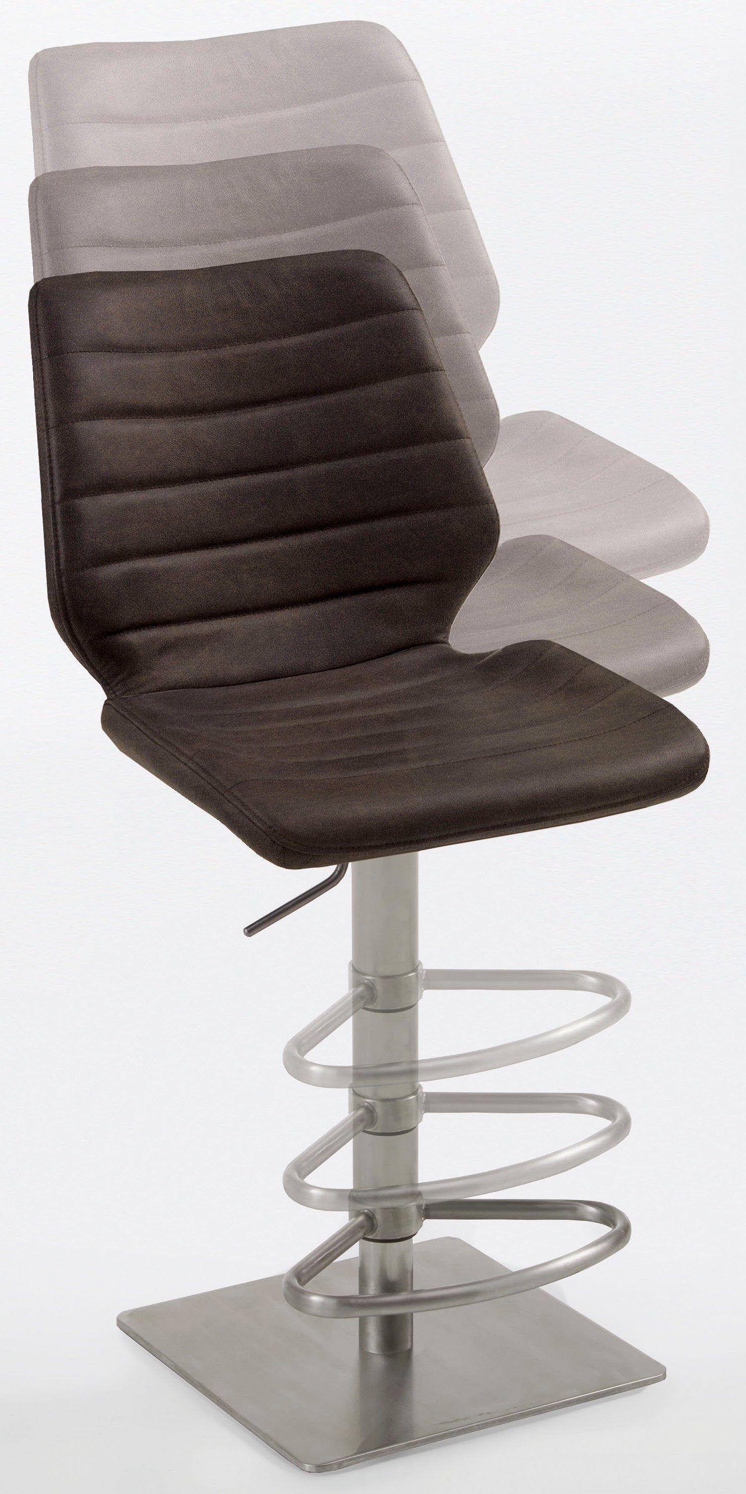 NIEHOFF SITZMÖBEL Barhocker, Liftfunktion, Edelstahl gebürstet, Bezug Microfaser