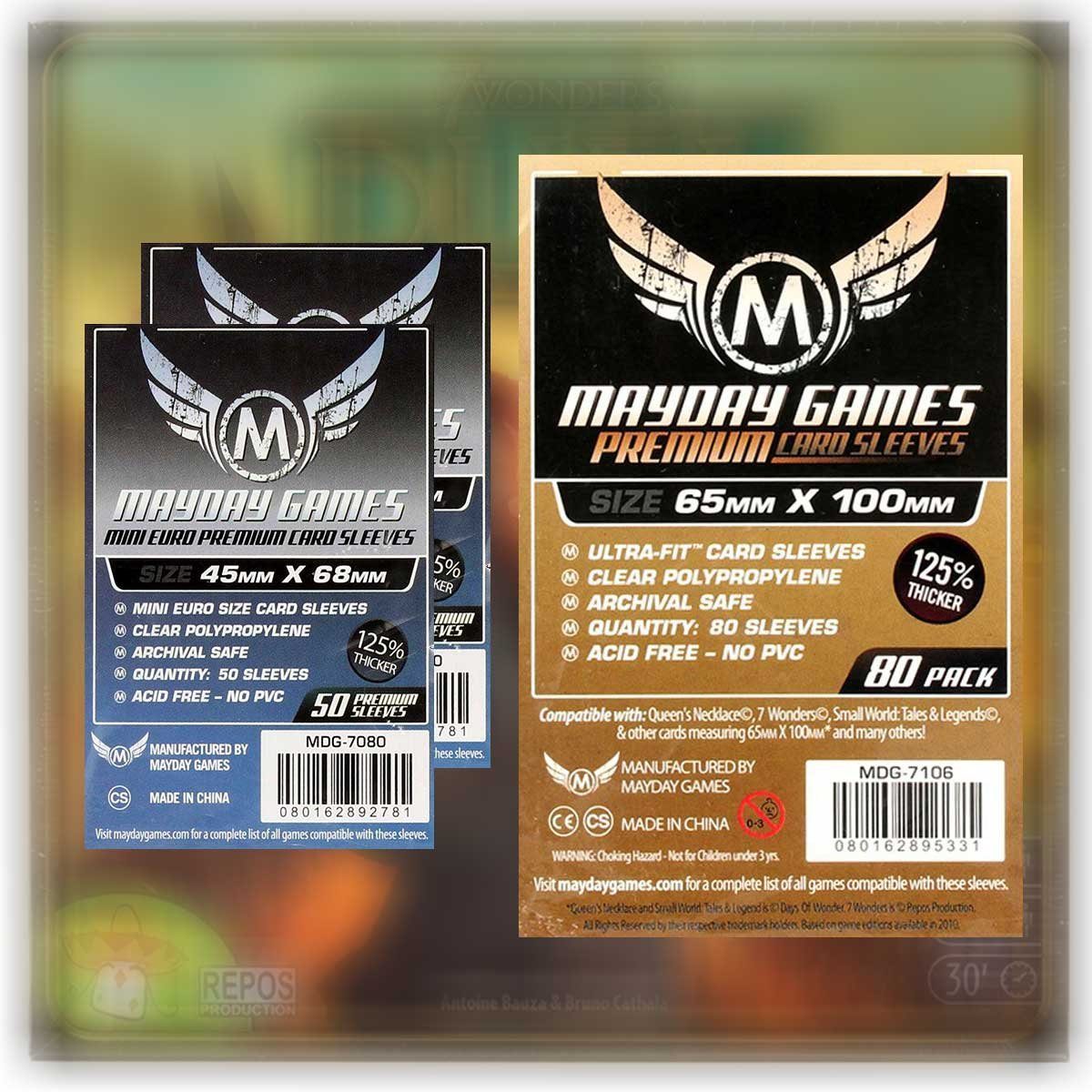 Mayday Games Spiel Premium Sleeve Hüllen 7080 + 7106 Vorteilspack für 7 Wonders Duel