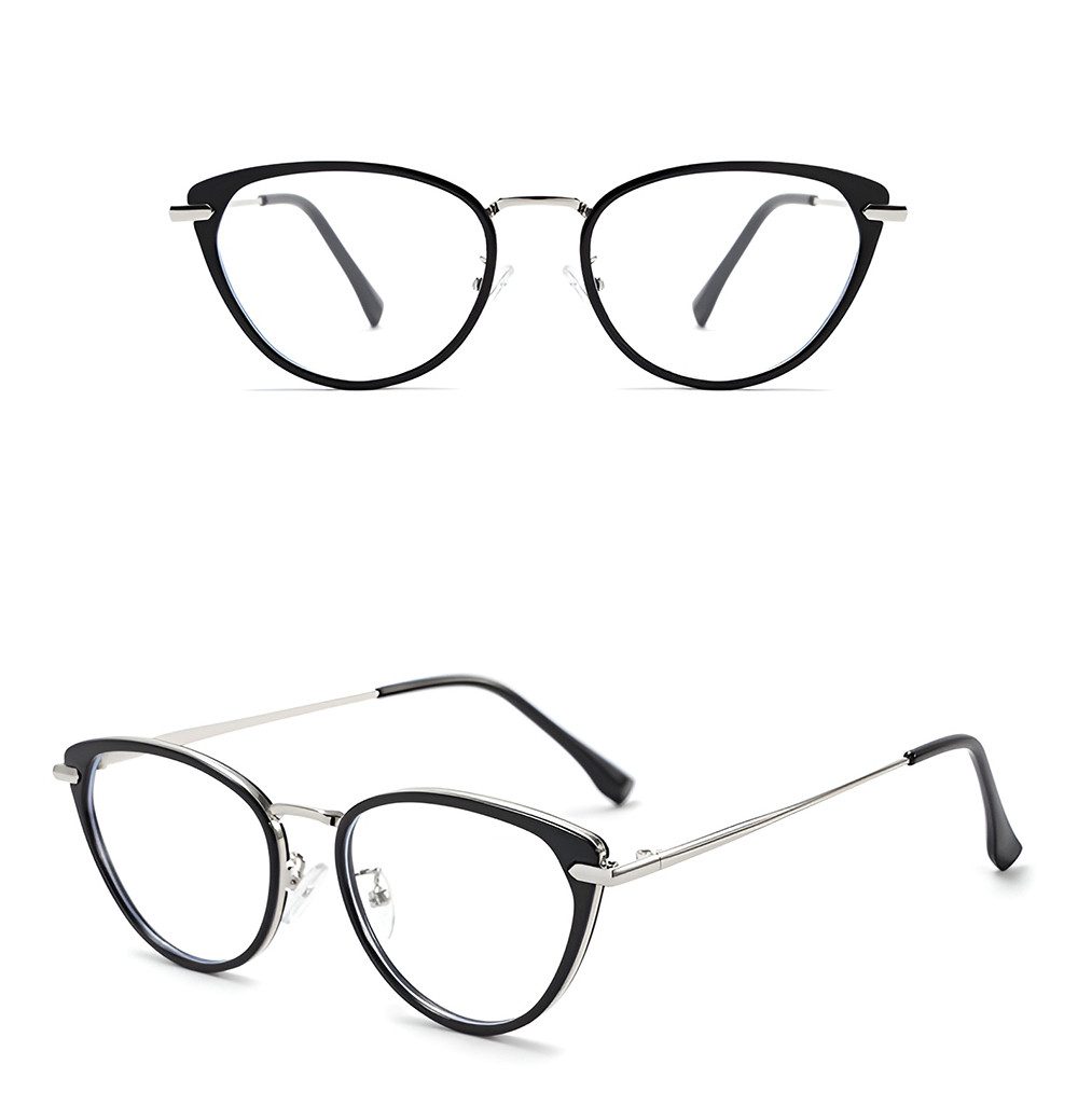 PACIEA Brille Ohne Sehstärke Damen Cat Eye Anti Blaulicht Metall Computerbrille