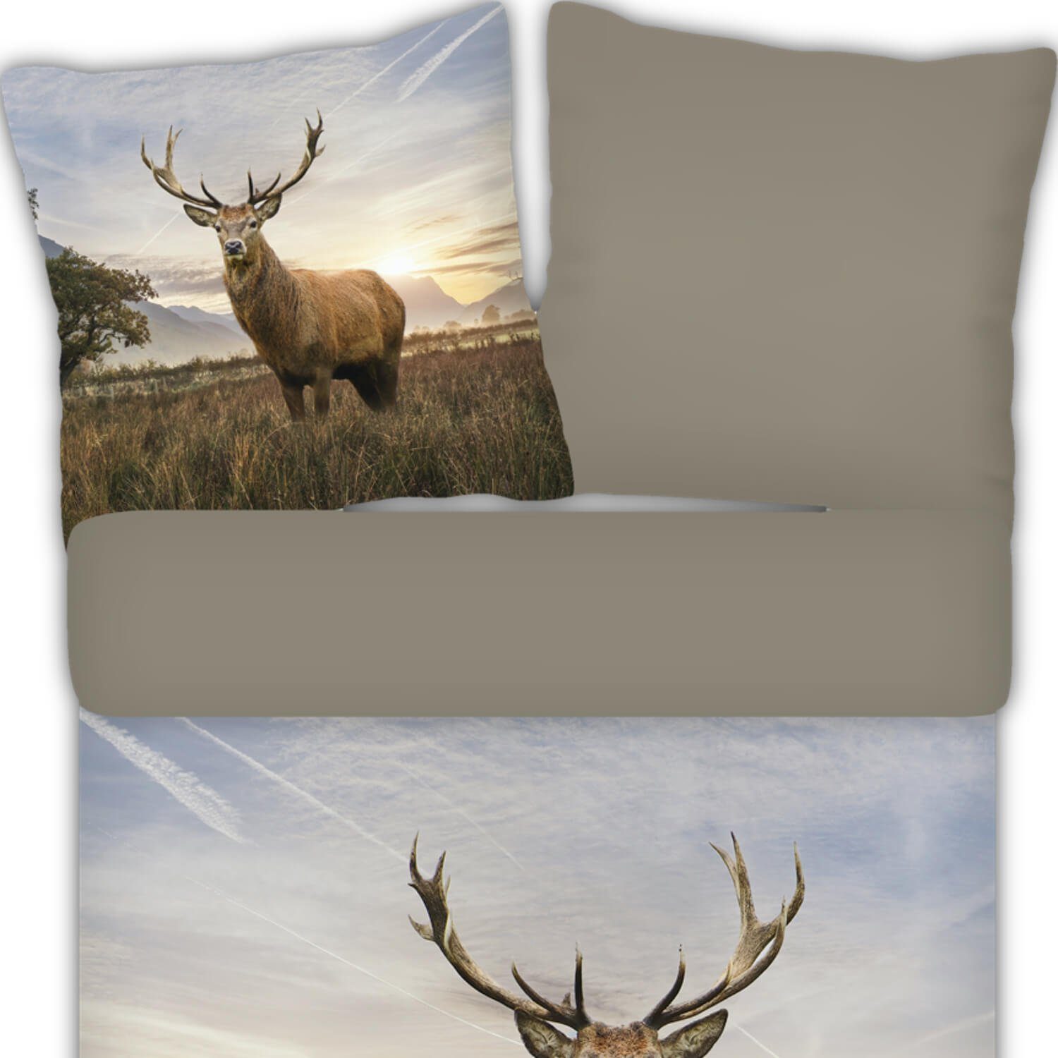 ESPiCO Bettwäsche Hirsch Trendy Bedding Renforcé, Renforcé, 2 teilig, Gewei günstig online kaufen