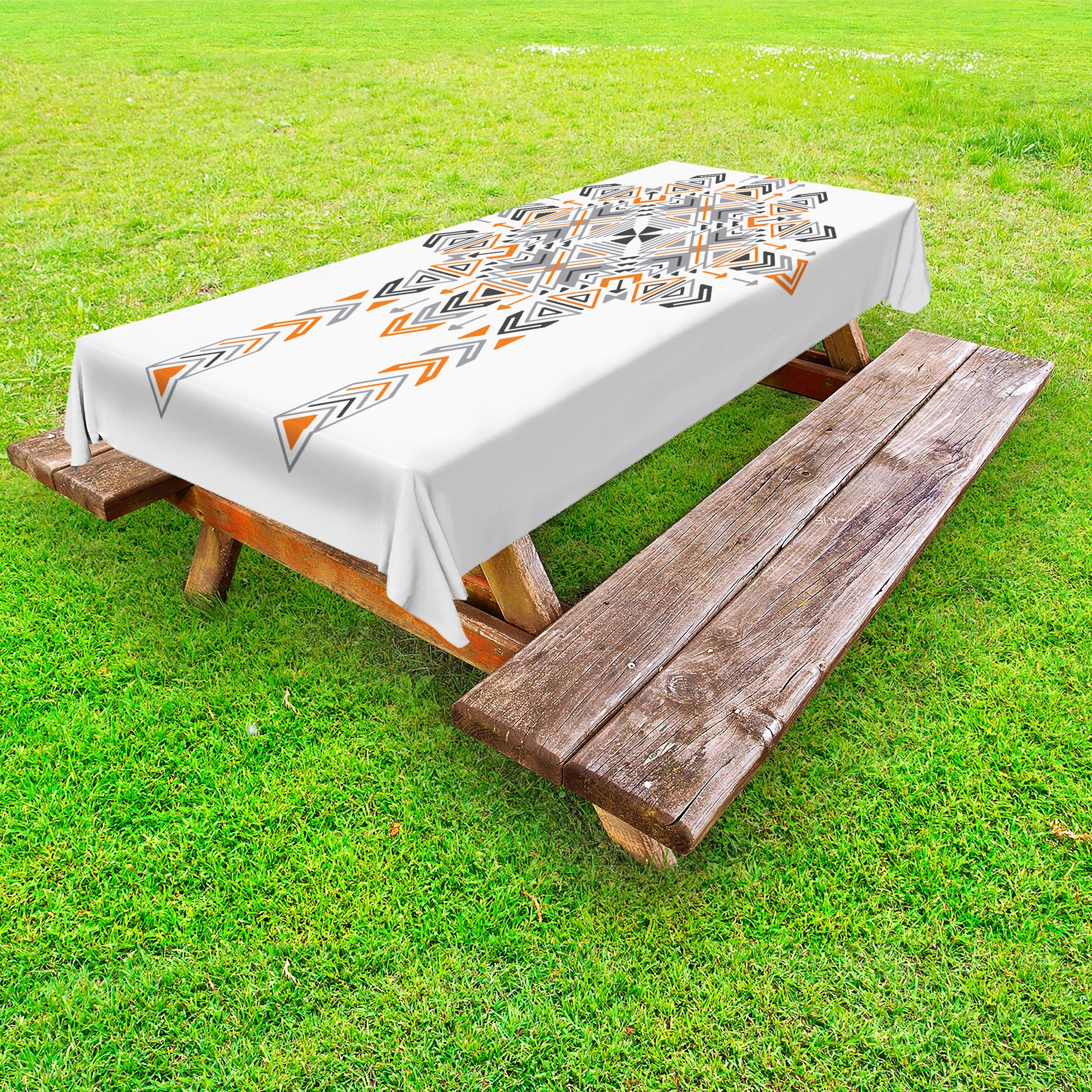 Motive Pfeil Abstrakte dekorative Picknick-Tischdecke, Tischdecke auf waschbare Plain grau Abakuhaus