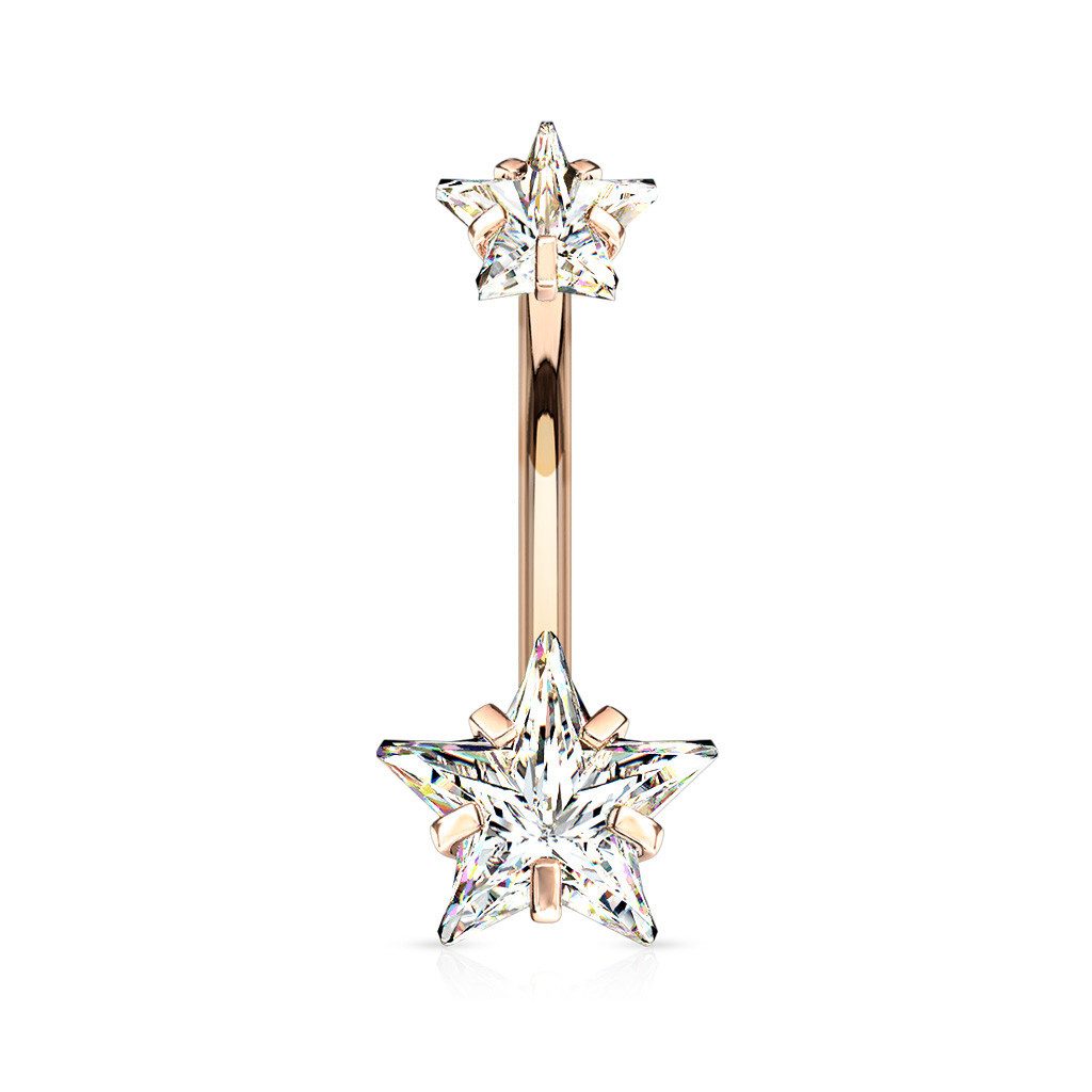 Taffstyle Bauchnabelpiercing Bauchnabelpiercing Banane Stecker Zirkonia Stern Innengewinde Rosegold (Bauchnabel Piercing Schmuck Stecker), Bauchnabelpiercing Banane