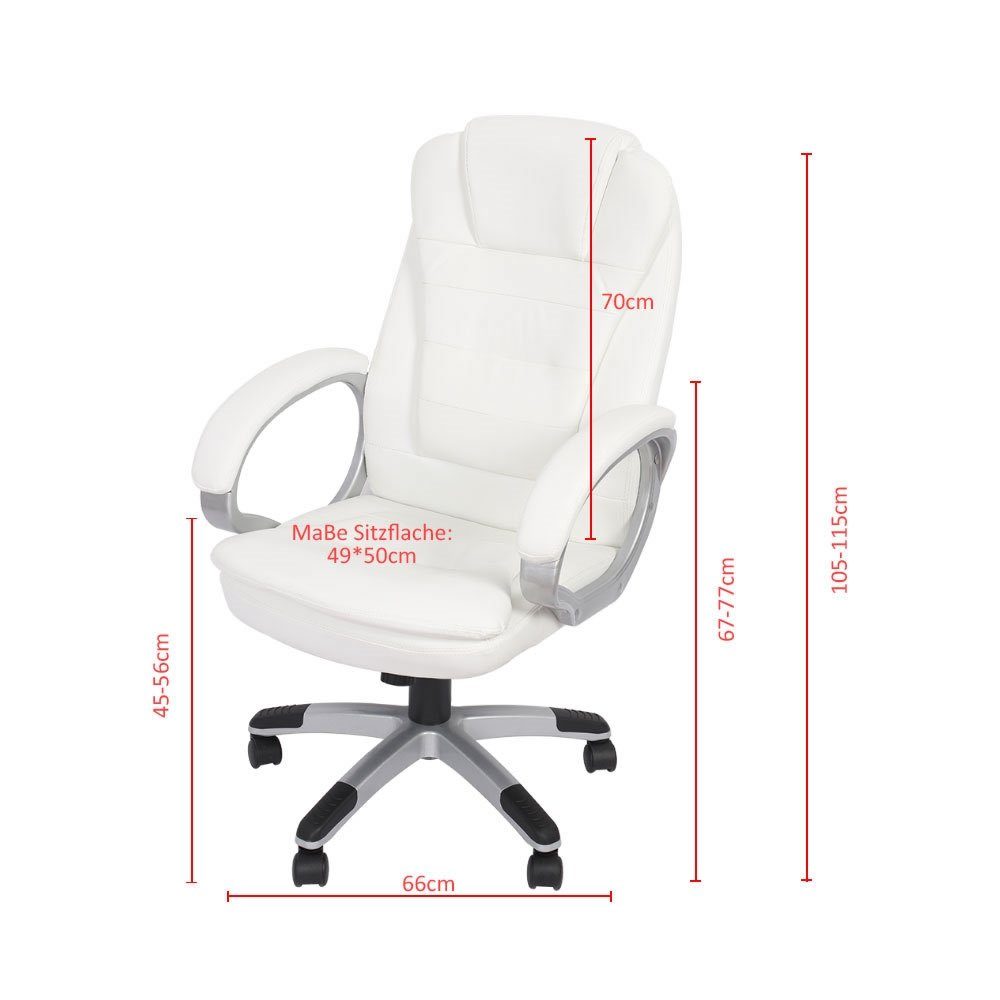 Mucola Schreibtischstuhl Chefsessel Bürostuhl 120 Rückenlehne Weiß weiß KG (Stück), Kopfstütze integrierter Gaming Drehstuhl Schreibtischstuhl | mit Stuhl