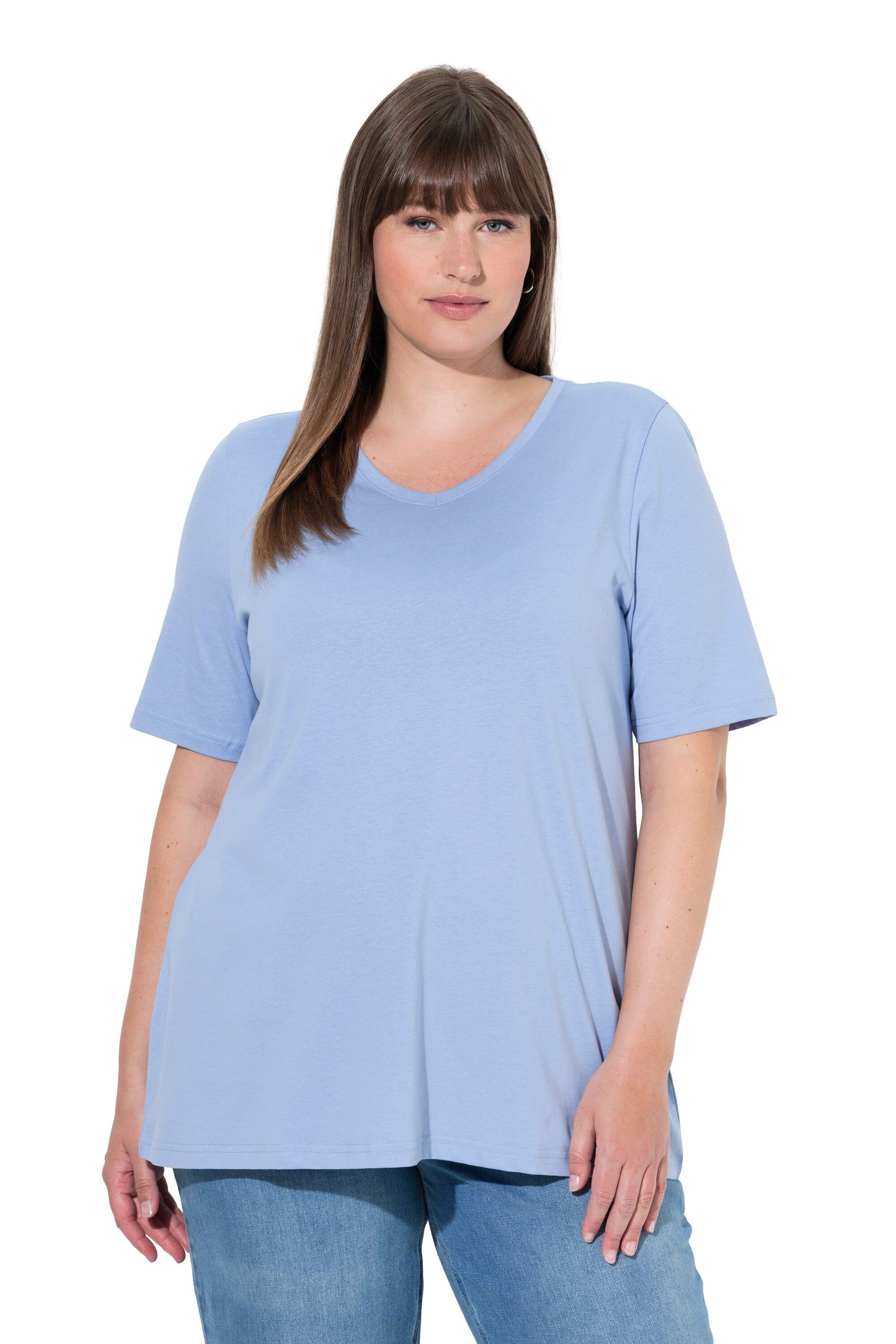 Ulla Popken T-Shirt T-Shirts 2er-Pack V-Ausschnitt Halbarm (2-tlg) günstig online kaufen