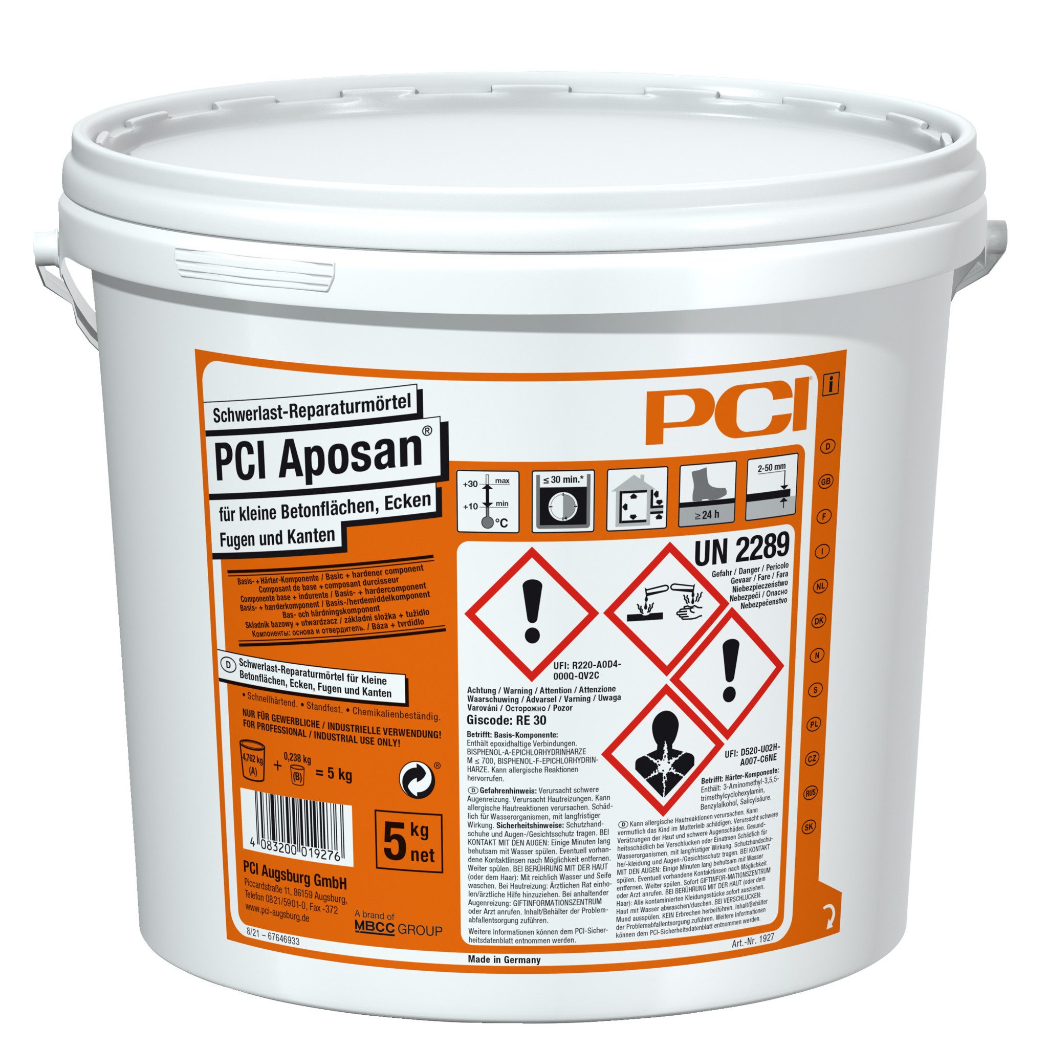 PCI Zement PCI Aposan® Schwerlast-Reparaturmörtel grau 5 kg 5