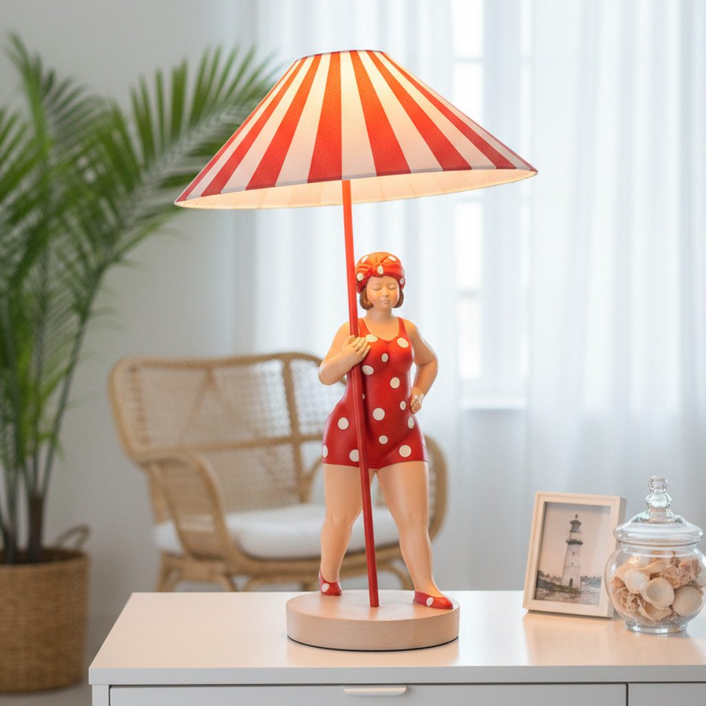 GILDE Tageslichtlampe Tischlampe Badefigur Miss Marlene Retro Lampe in drei Farben, ohne Leuchtmittel
