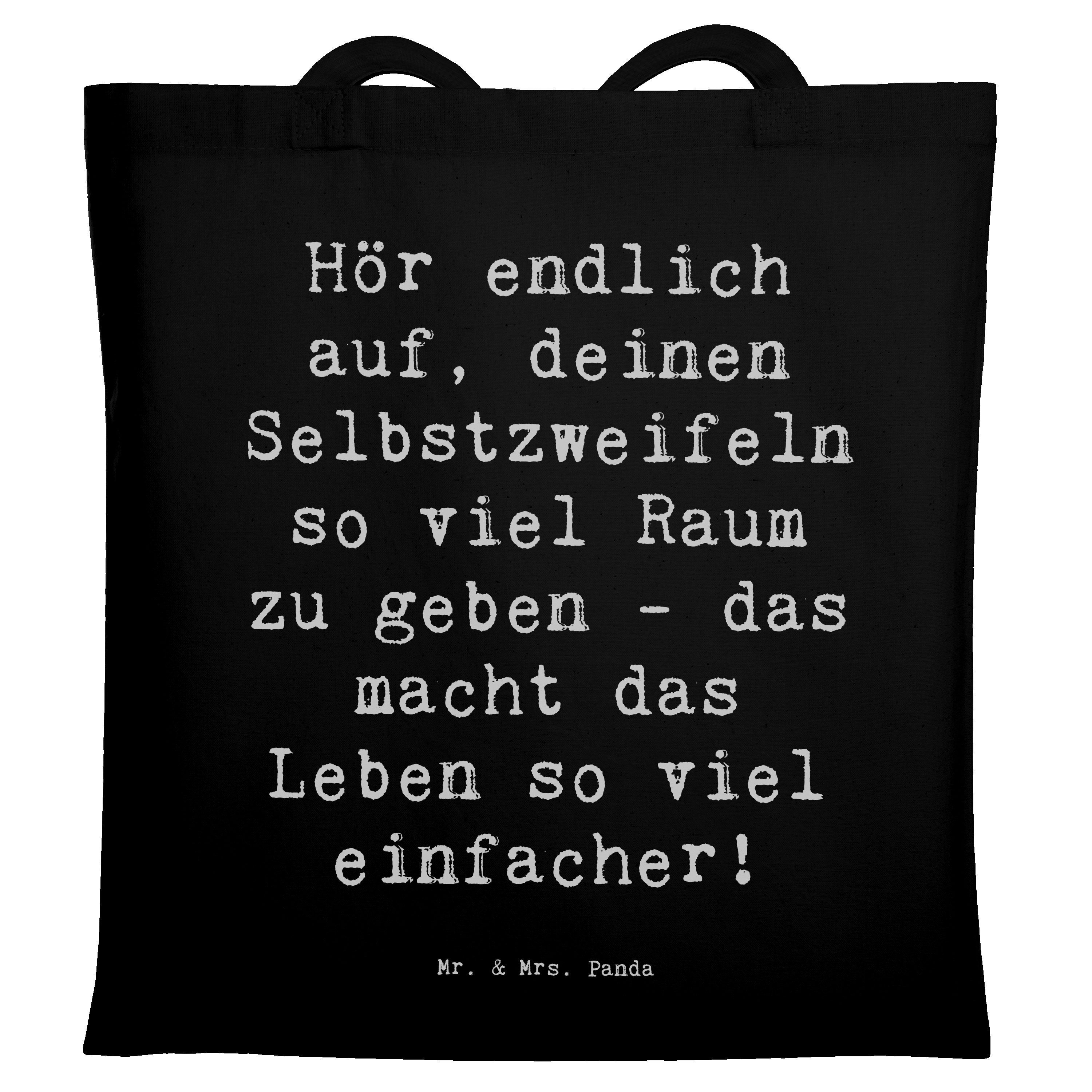 Tragetasche Spruch Zweifel an sich selbst - Schwarz - Geschenk, Lebensfreude, Zit