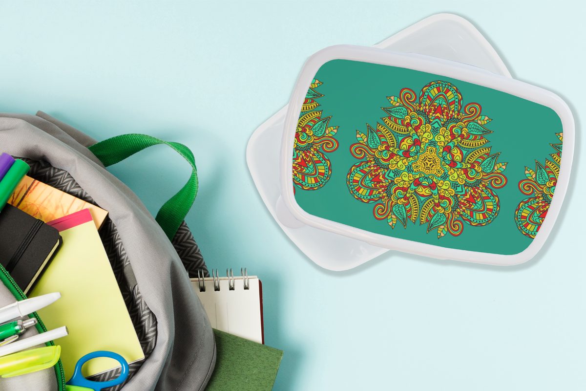 für Mädchen (2-tlg), Muster Lunchbox weiß für Jungs Kinder Brotbox MuchoWow - Locken Brotdose, Erwachsene, Kunststoff, Folklore, - und und