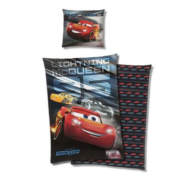 Kinderbettwäsche Disney Cars 135x200 80x80 cm, extra flauschig mit Reißverschluss, Familando, Fleece, 2 teilig, mit Lightning McQueen, Cruz Ramirez & Jackson Storm