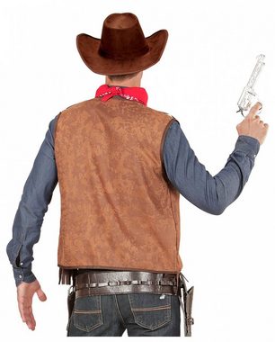 Horror-Shop Indianer-Kostüm Braune Cowboy Weste mit Fransen im Wildleder Look