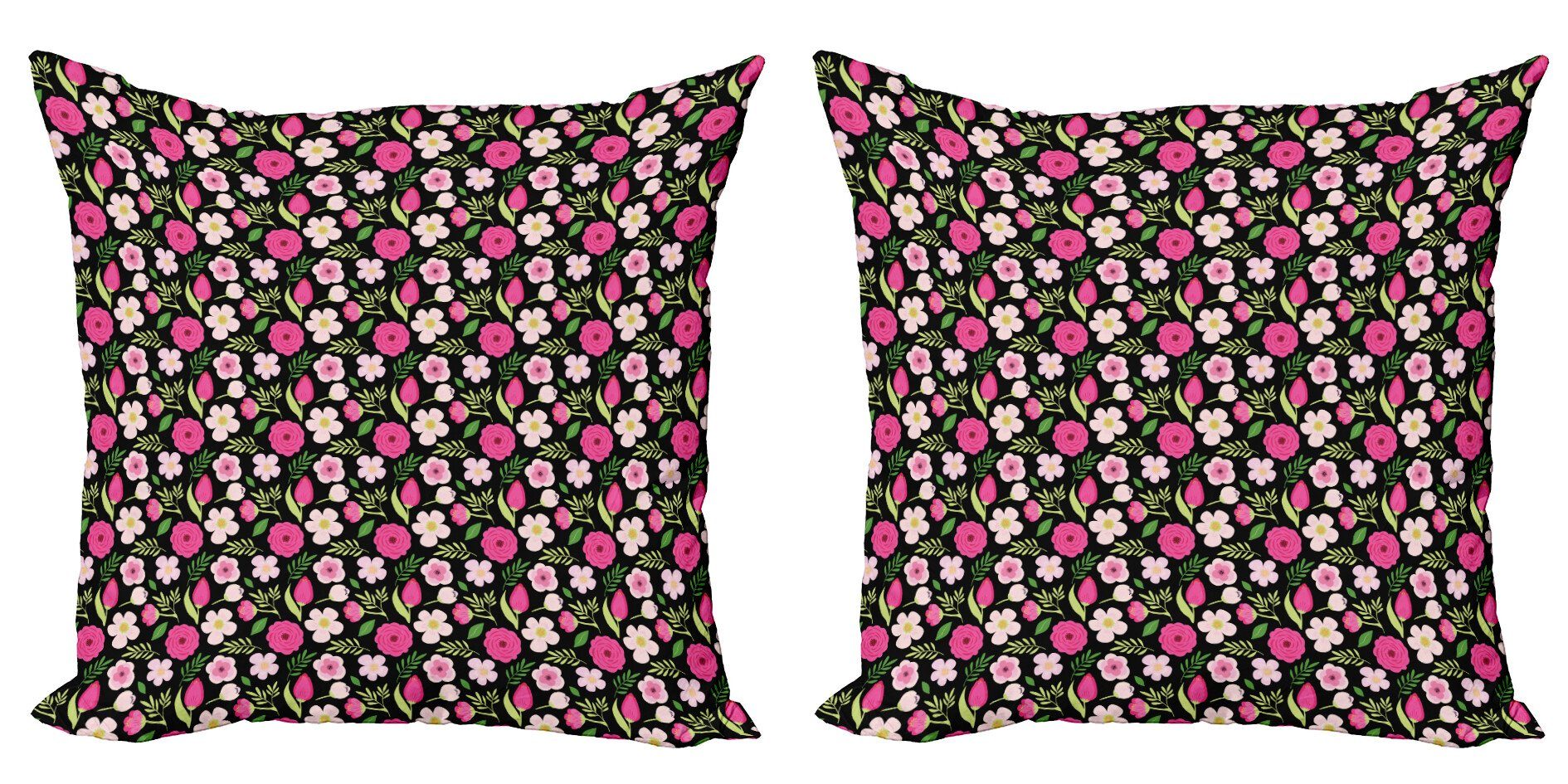 Kissenbezüge Modern Accent Doppelseitiger Digitaldruck, Abakuhaus (2 Stück), Blumen Blütenblätter Blätter und Stiele