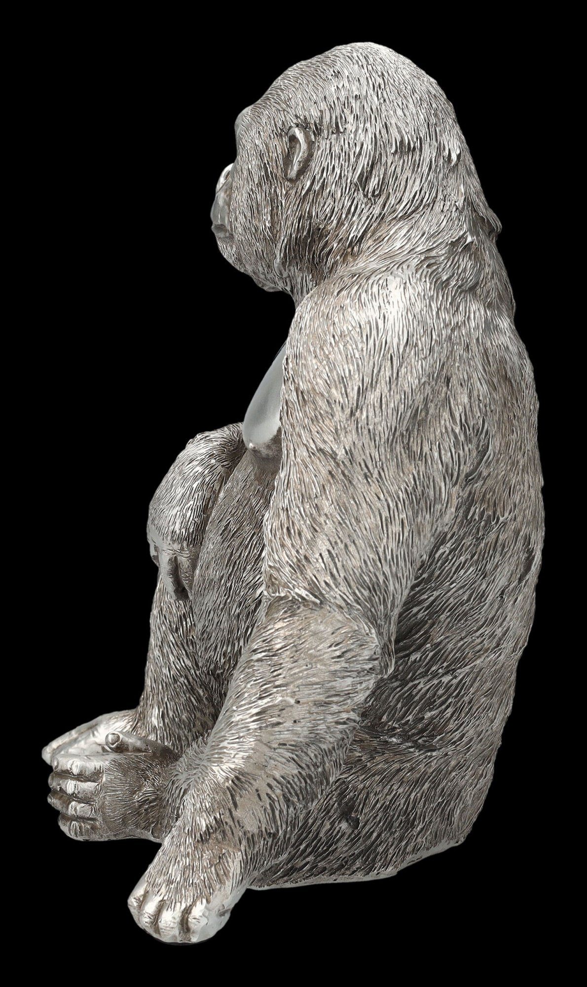 Figuren Shop GmbH Dekofigur Figur Affe Gorilla - - Dekofigur Antik-Silber Tier