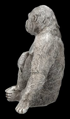 Figuren Shop GmbH Dekofigur Gorilla Figur - Antik-Silber - Tier Dekofigur Affe