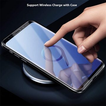 CoolGadget Handyhülle Metall Magnet Handy Case für Samsung Galaxy S9 5,8 Zoll, Hülle 360 Grad Schutz Cover Gehärtetes Glas für Samsung S9