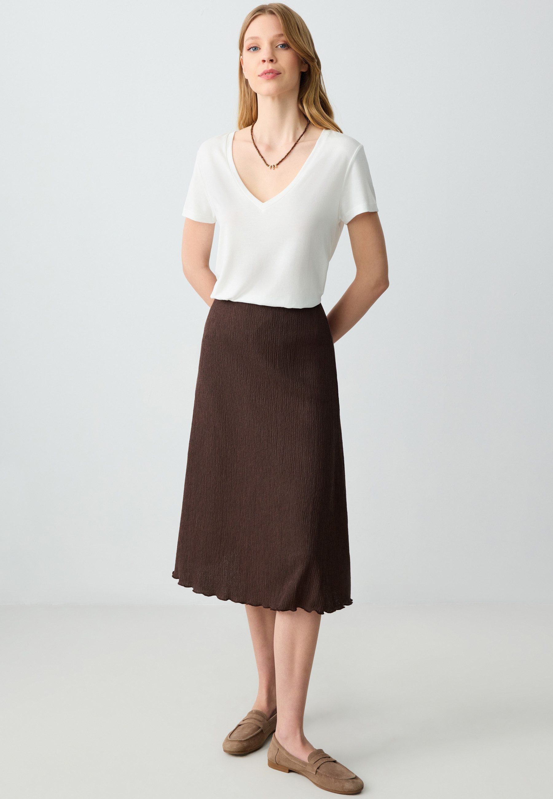 Minirock Relaxed Fit Midi-Strickrock Mit Normaler Taille