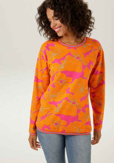 Aniston CASUAL Sweatshirt mit großflächigen Blüten bedruckt - NEUE KOLLEKTION