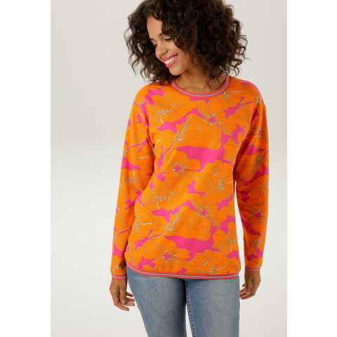 Aniston CASUAL Sweatshirt mit großflächigen Blüten bedruckt - NEUE KOLLEKTION