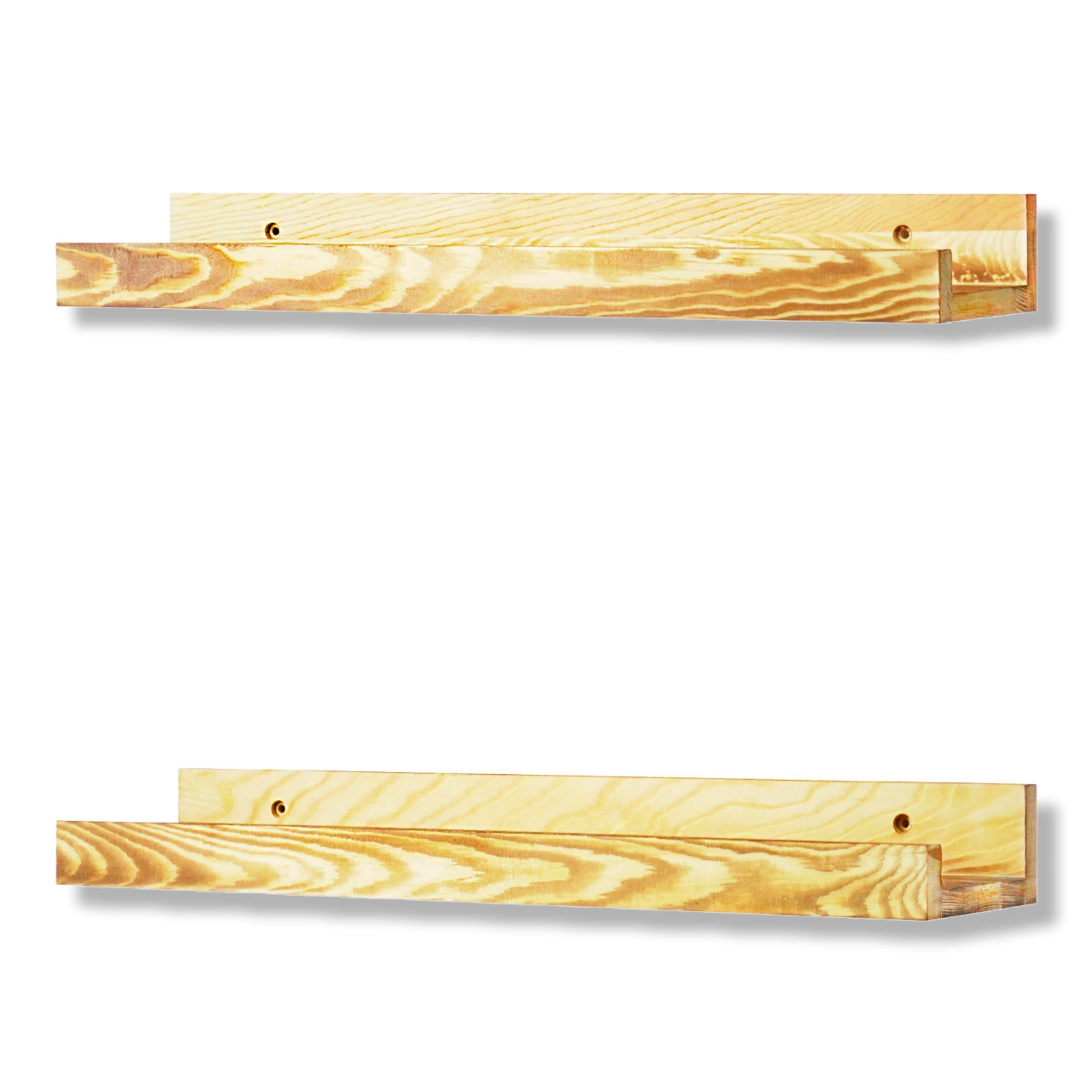 Coradoma Deko-Wandregal Wandregal 2er Set aus Holz für Bilder, Fotorahmen, Bücher 43x10cm, 2-tlg.
