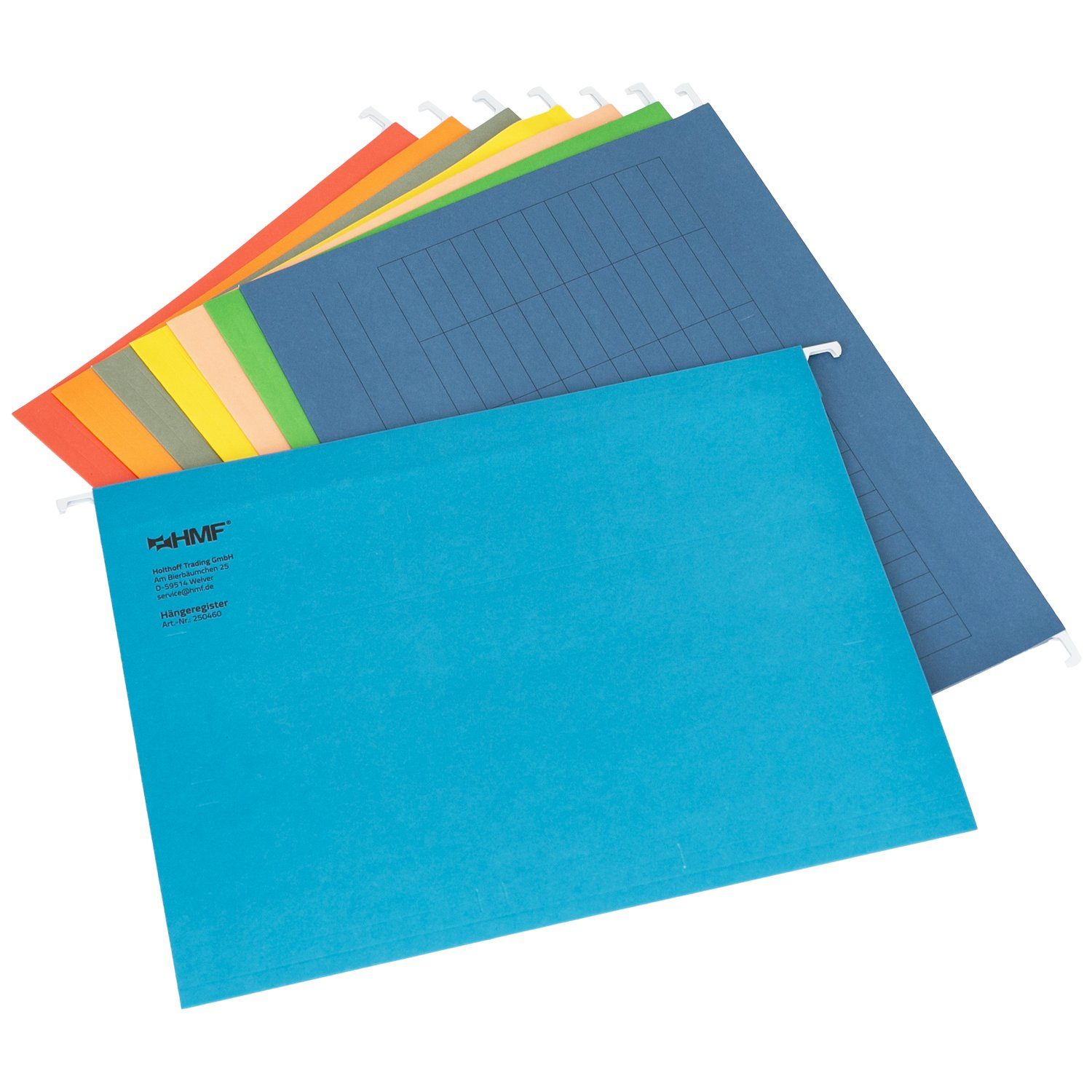 HMF Hängeregistereinsatz Hängeregister Mappen für Dokumente, Hängemappen DIN A4 (8 St., Set, versch. Farben), mit Vollsichtreitern inkl. Beschriftungsschilder,  – Bild 4 von 5