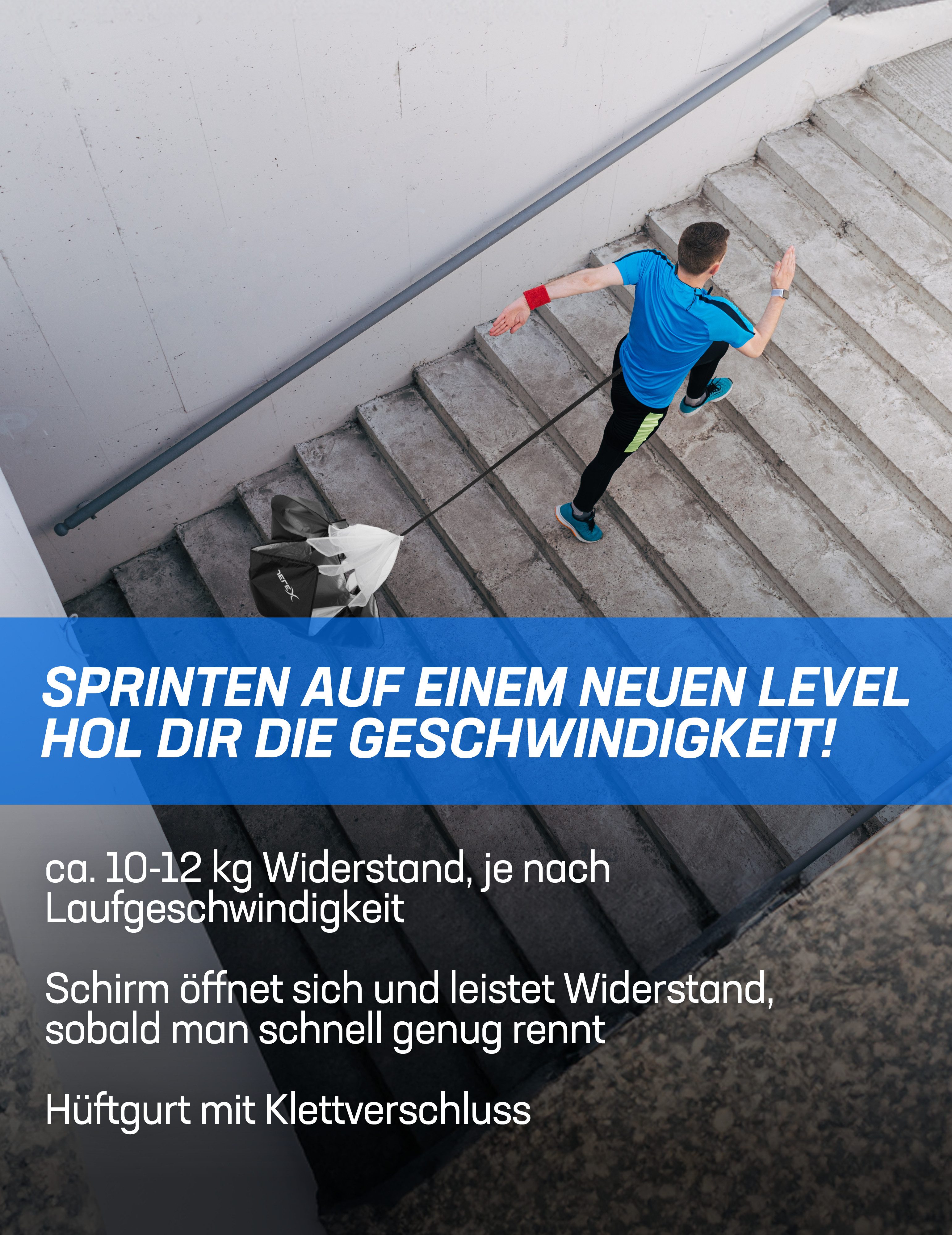 JELEX Trainingshilfe JELEX Speedi Sprint Trainings Fallschirm, ideal für Geschwindigkeits- und Krafttraining