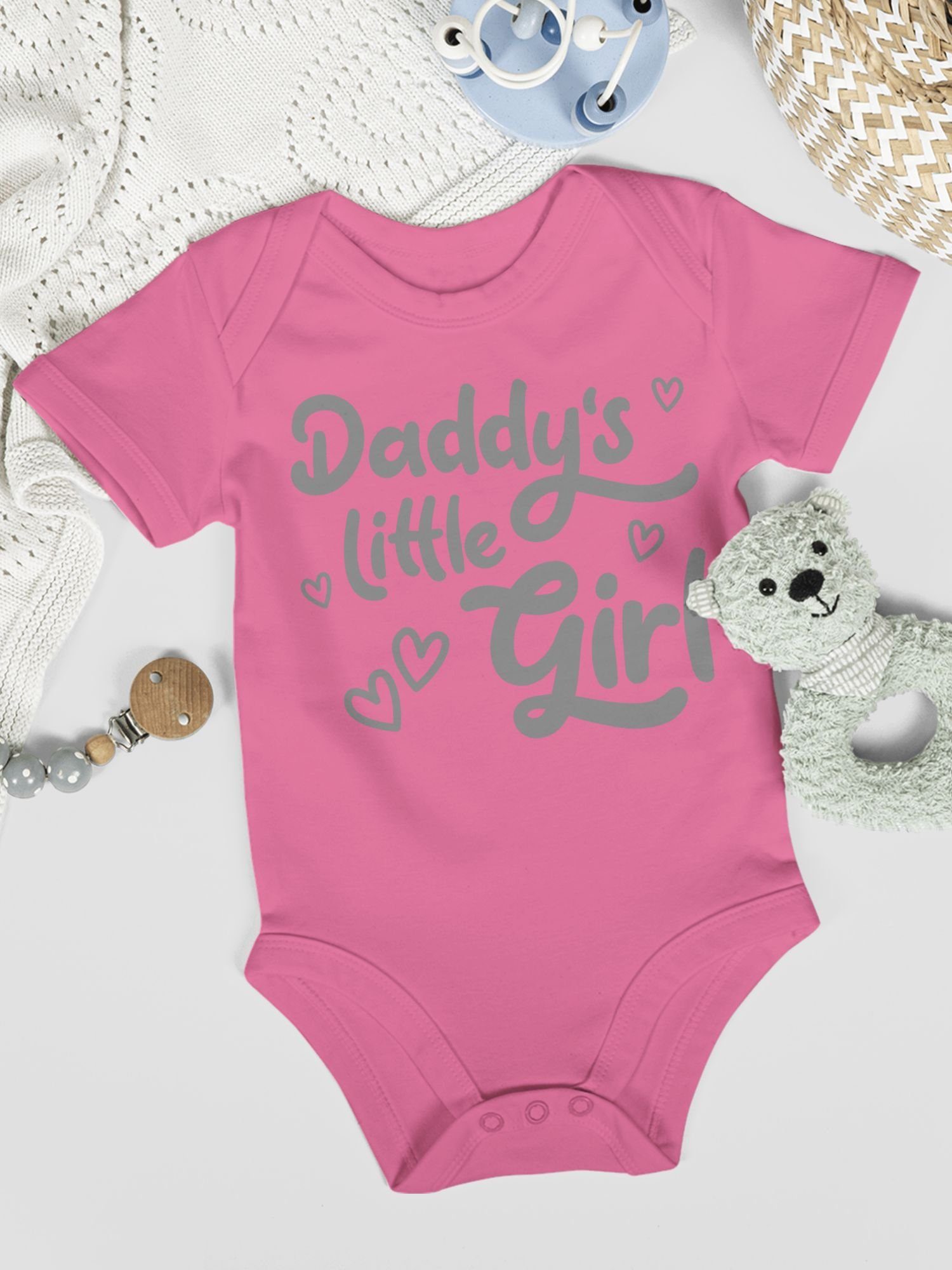 Daddy's Baby Vatertag süß Girl Pink Shirtracer Shirtbody 2 little Geschenk grau