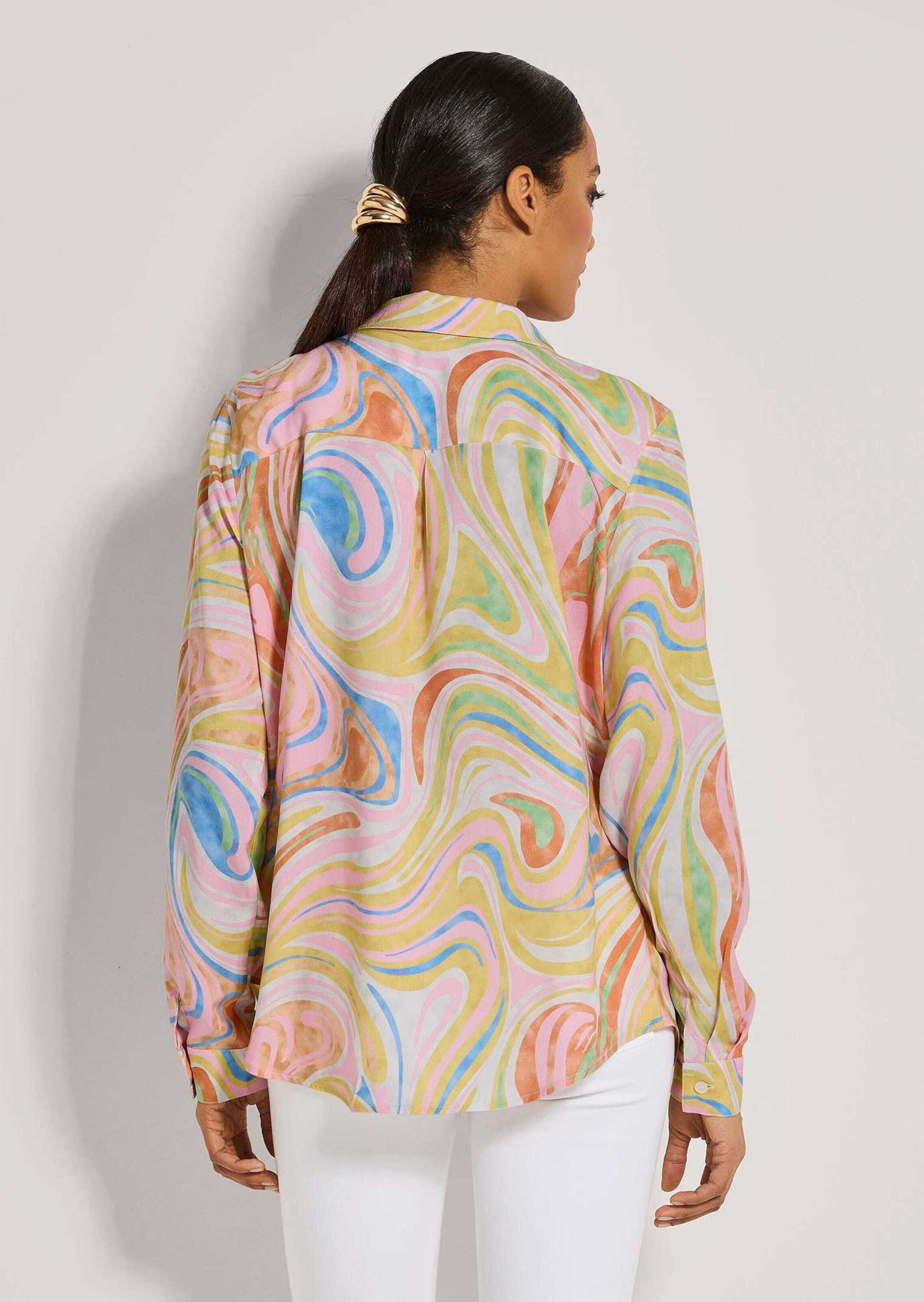 MADELEINE Hemdbluse Longbluse mit Unikat-Print