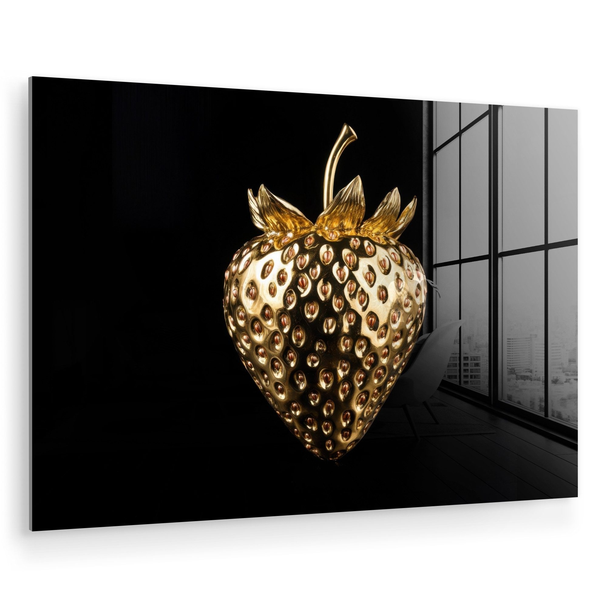 MuchoWow Acrylglasbild Erdbeere - Gold - günstig online kaufen
