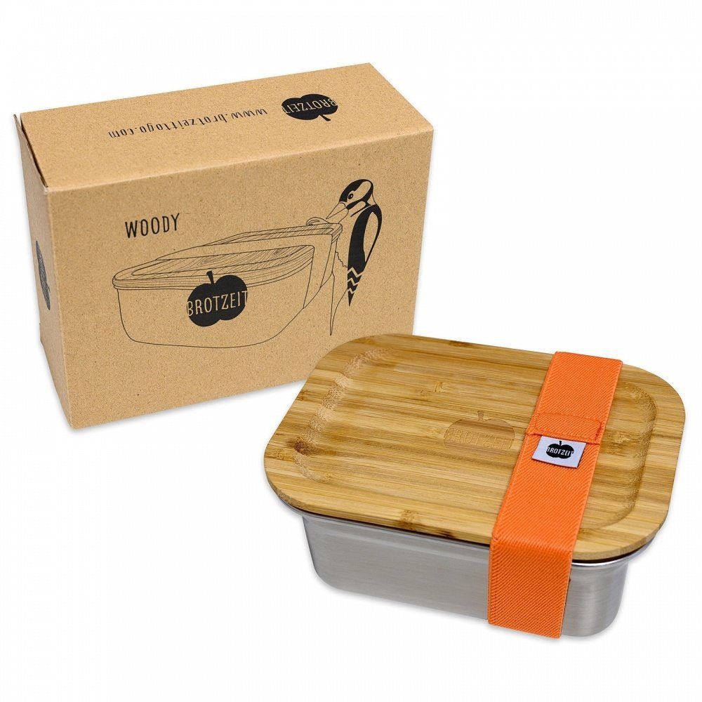 Brotzeit Bambusdeckel Brotzeit Lunchbox Edelstahl mit 600ml Lunchbox