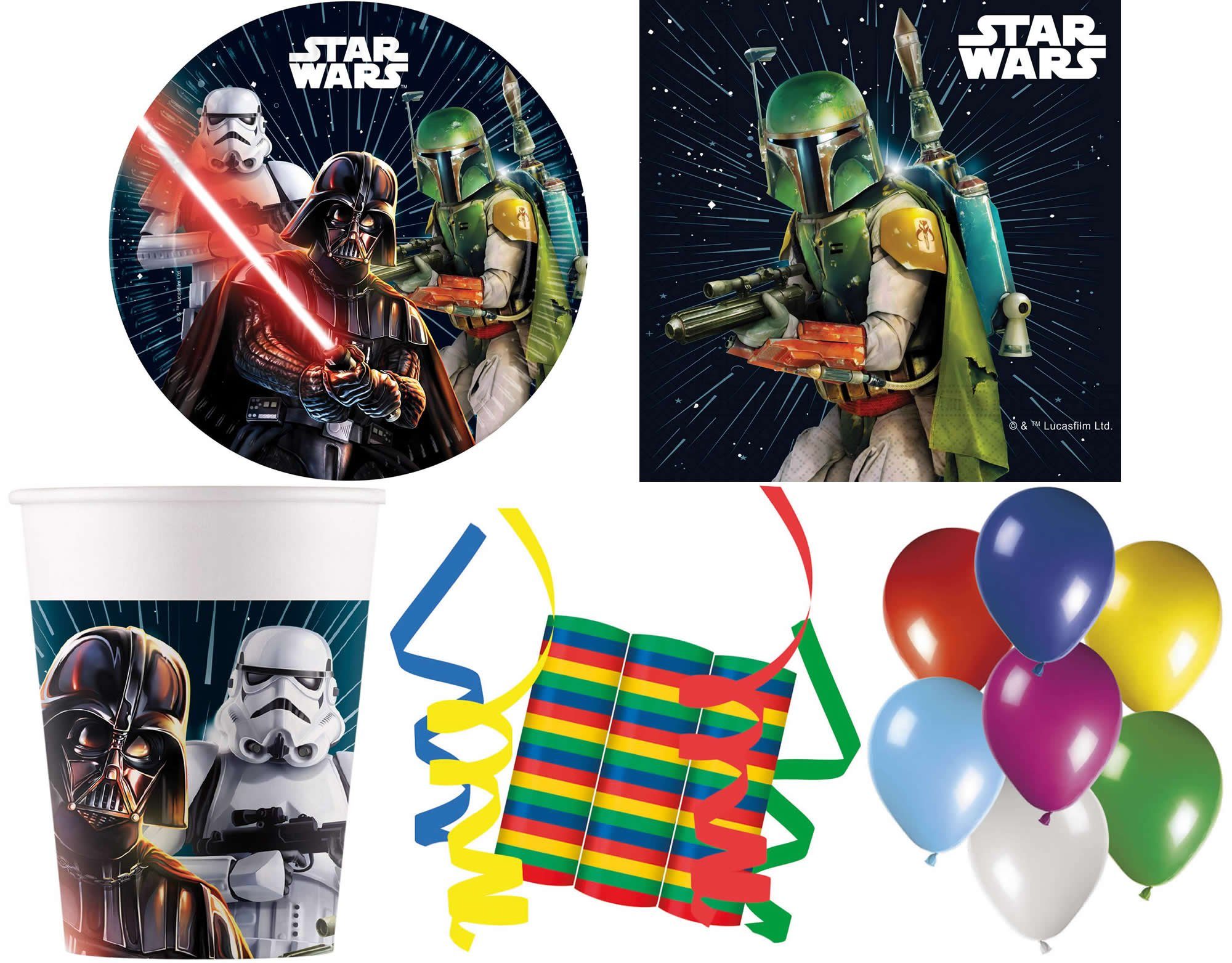 Procos Einweggeschirr-Set 140-tlg Set Kindergeburtstag Party Fete Deko Motto Star Wars Galaxy (140-tlg), 8 Personen