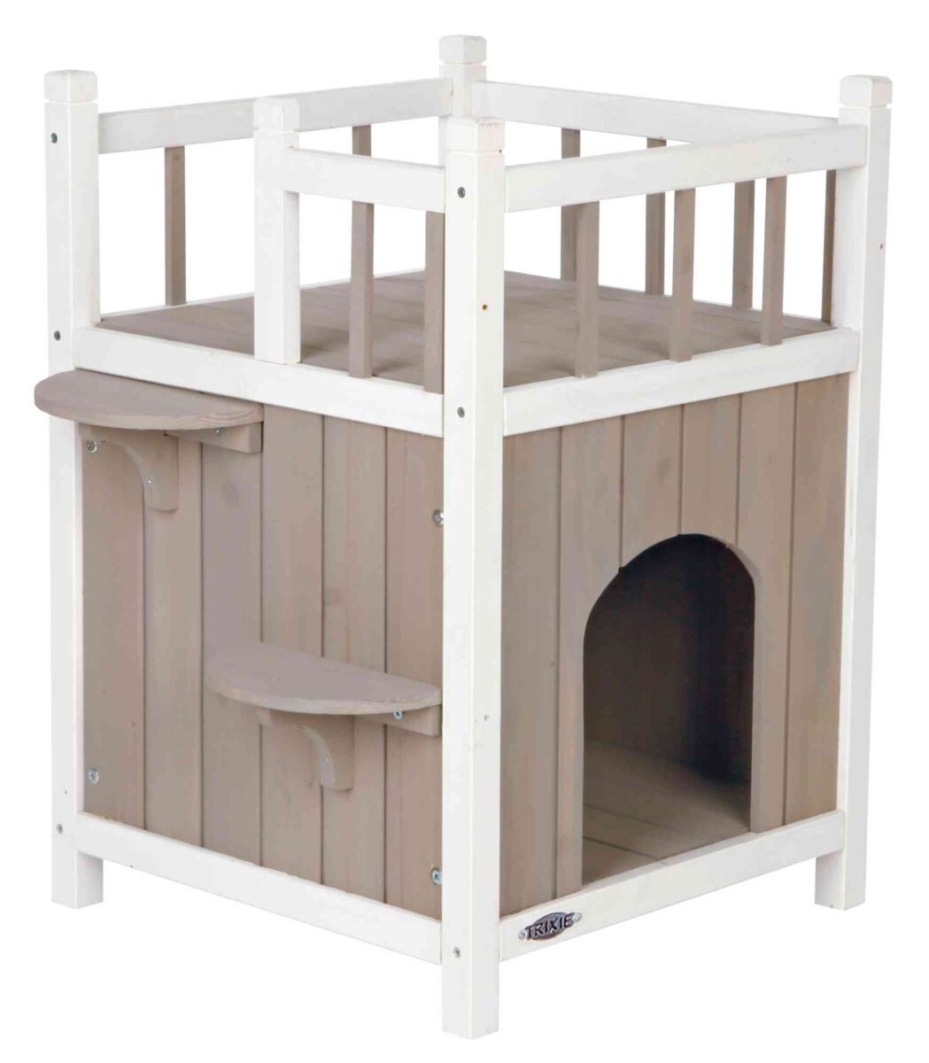 TRIXIE Kratzbaum Cat's Home mit Balkon - grau/weiß - 45 × 65 × 45 cm