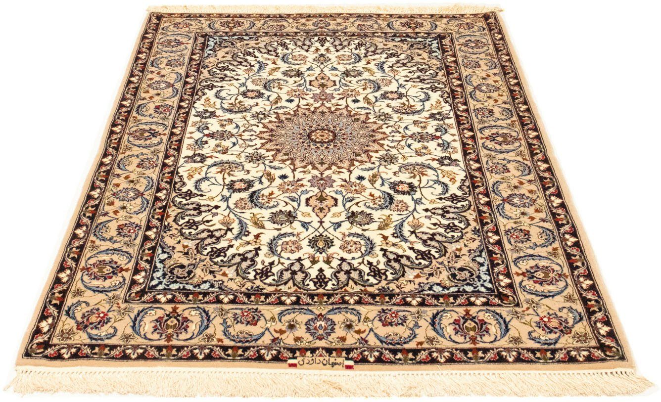 Teppich Isfahan Teppich handgeknüpft beige, morgenland, rechteckig, Höhe: 7  mm, handgeknüpft