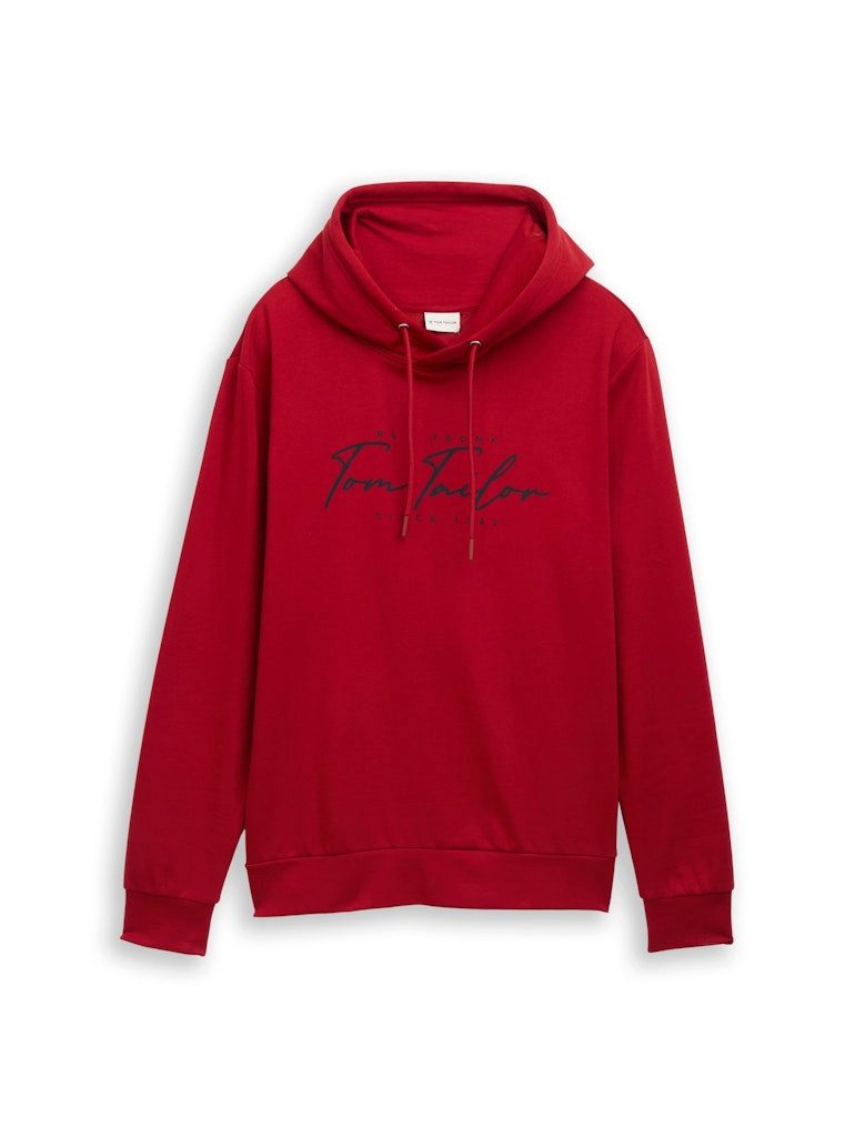 TOM TAILOR Rundhalspullover Hoodie Logo-Print auf günstig online kaufen